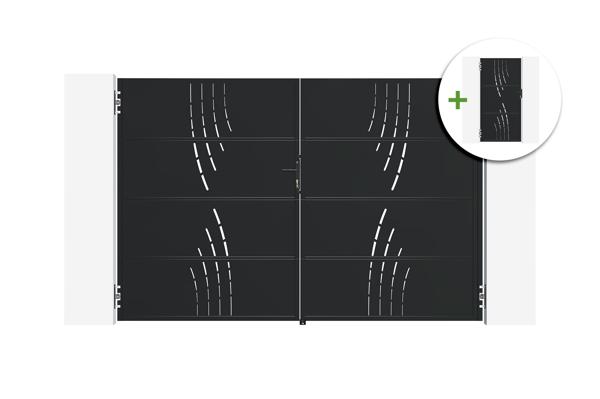 NALI VELETA 3m stål svingport, 200 cm høj, sort + 200 cm høj fodgængerport main image
