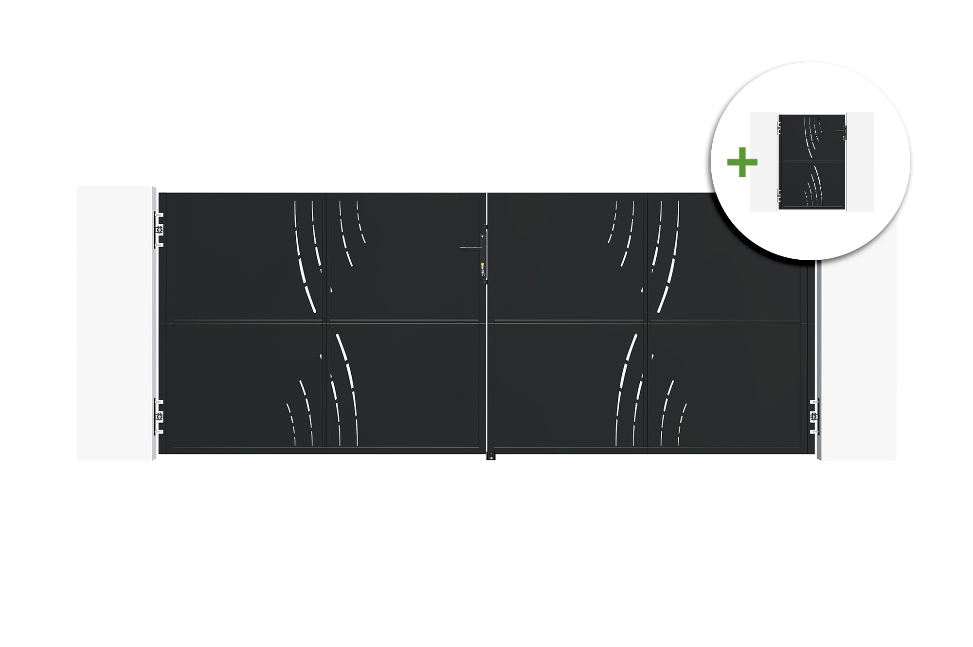 3,5m stål svänggrind NALI VELETA H.140cm svart + 140cm svart gånggrind main image