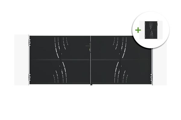 3,5 m Stahl-Schwingtor NALI VELETA H.140 cm schwarz + 140 cm schwarzes Fußgängertor main image