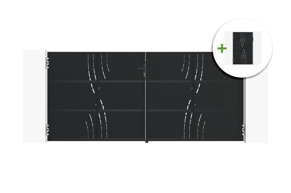Portail battant acier 3,5m NALI VELETA H.160cm noir + Portillon H.160cm noir main image
