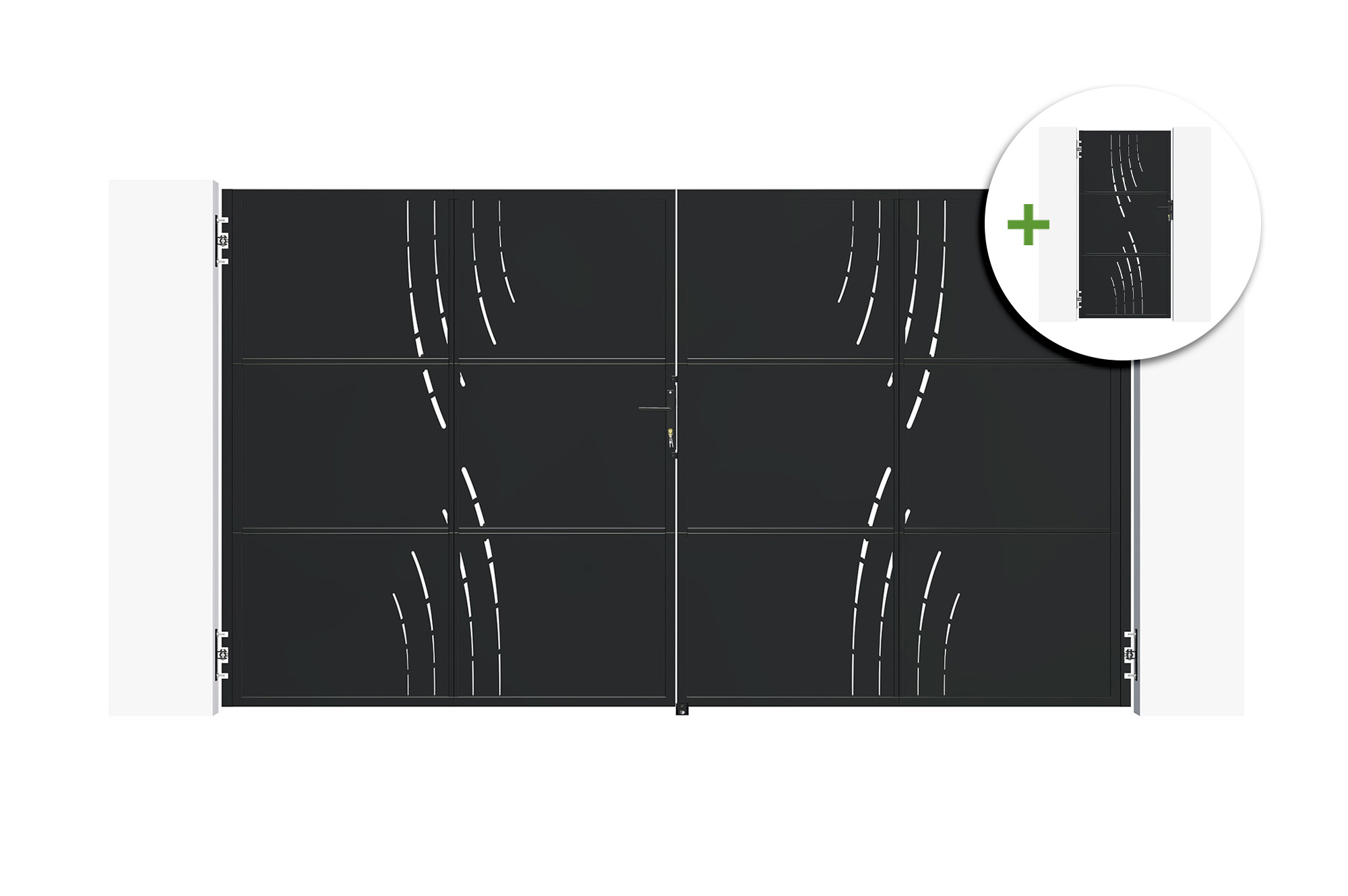 3,5 m plieniniai varstomi vartai NALI VELETA aukštis 200 cm juodi + 200 cm juodi pėsčiųjų  main image