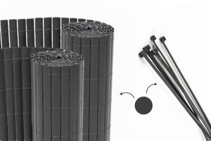 VISO divpusējs PVC niedru siets, 10 m garš x 1,8 m augsts, antracīta pelēks, ar stiprinājumiem main image