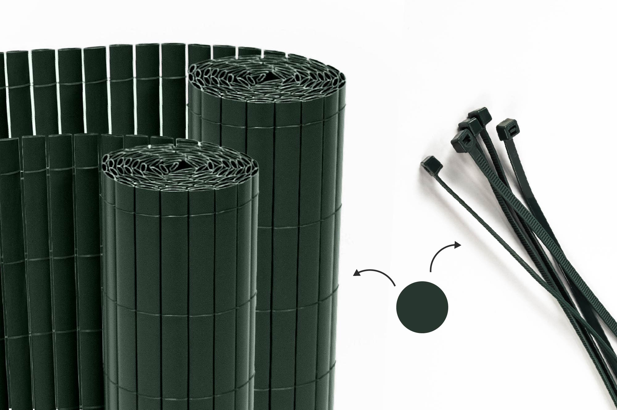 VISO double-sided PVC reed screen, 10m long x 1.8m high, green, with fasteners 1