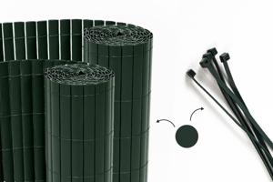 VISO divpusējs PVC niedru ekrāns, 10 m garš x 1,8 m augsts, zaļš, ar stiprinājumiem main image