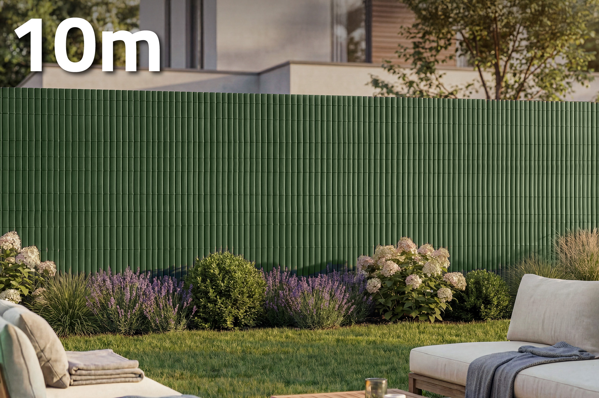 PVC rákosová síť VISO, 10 m x 1,8 m, zelená 1