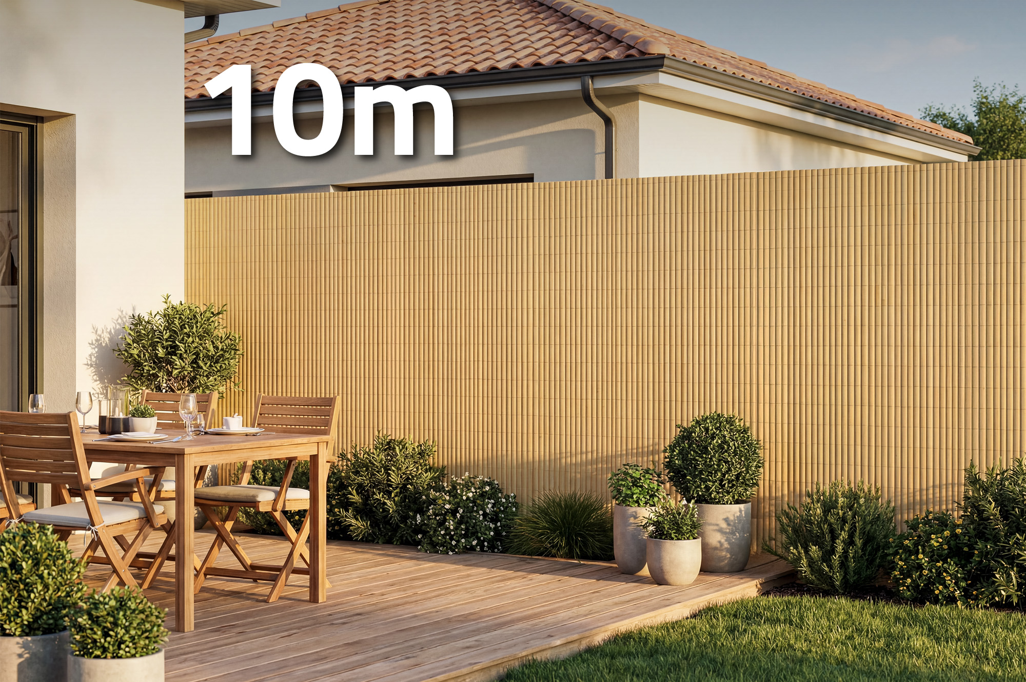 Ecran VISO din PVC cu stuf, 10m x 1.8m, bej 1