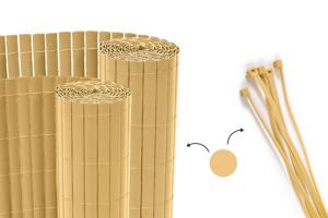 VISO divpusējs PVC niedru ekrāns, 10 m garš x 1,8 m augsts, bēšs, ar stiprinājumiem main image