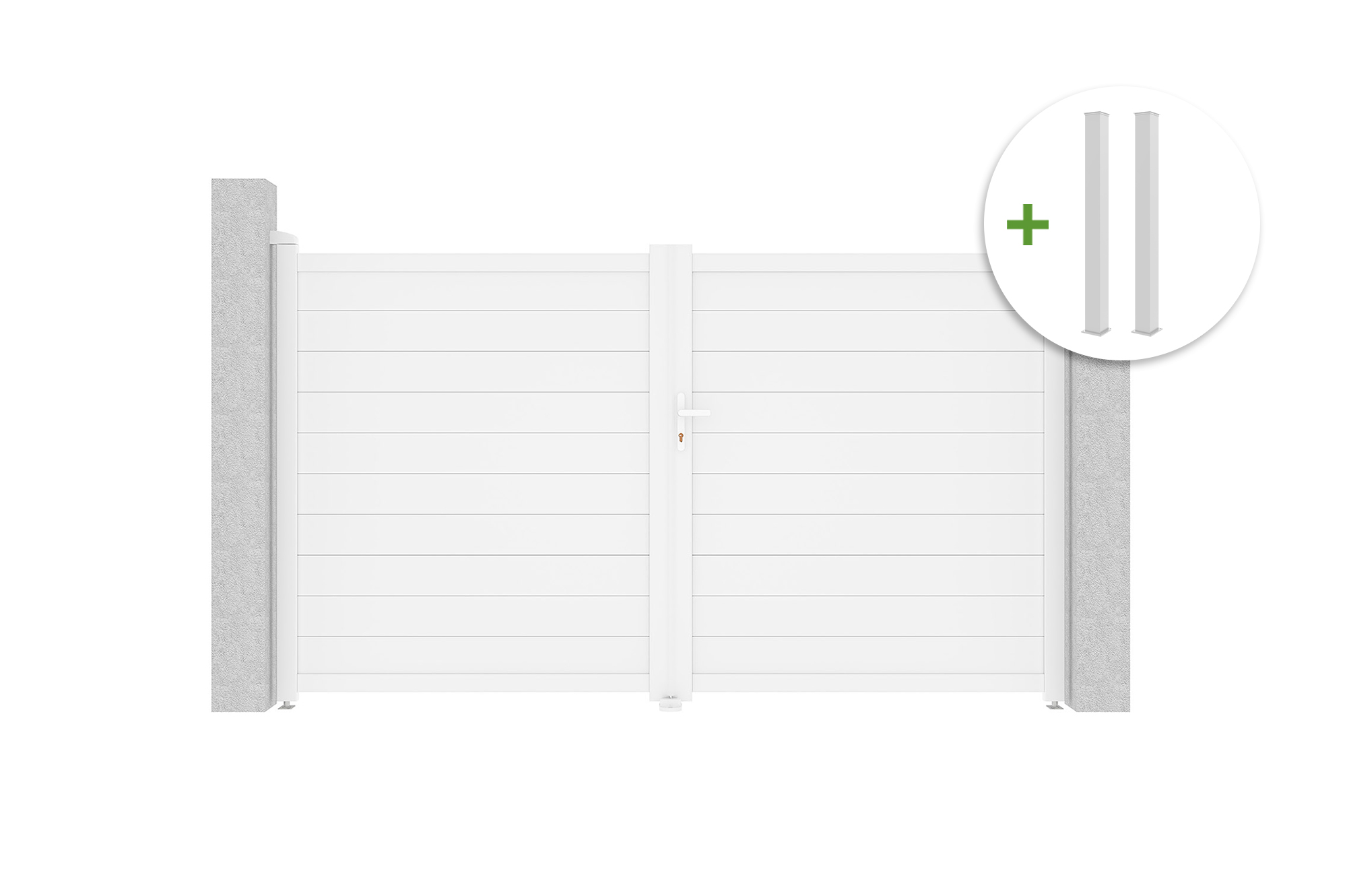 EIGER 3 m saranaportti, 180 cm korkea + 2 tolppaa, 190 cm korkea, valkoinen alumiini