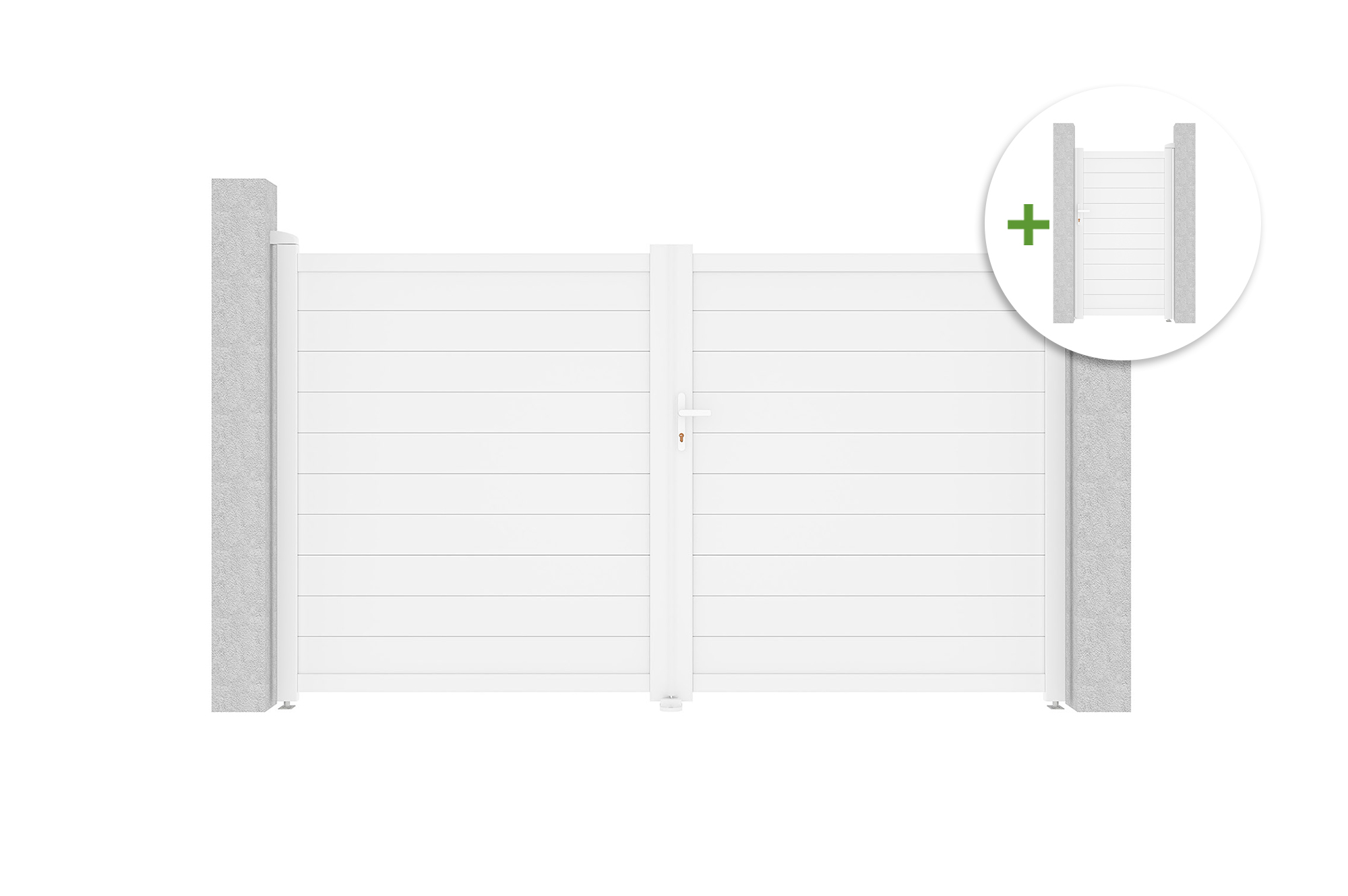 EIGER krilna vrata 3m V. 180cm + EIGER pješačka vrata 1m V. 180cm, bijeli aluminij 1