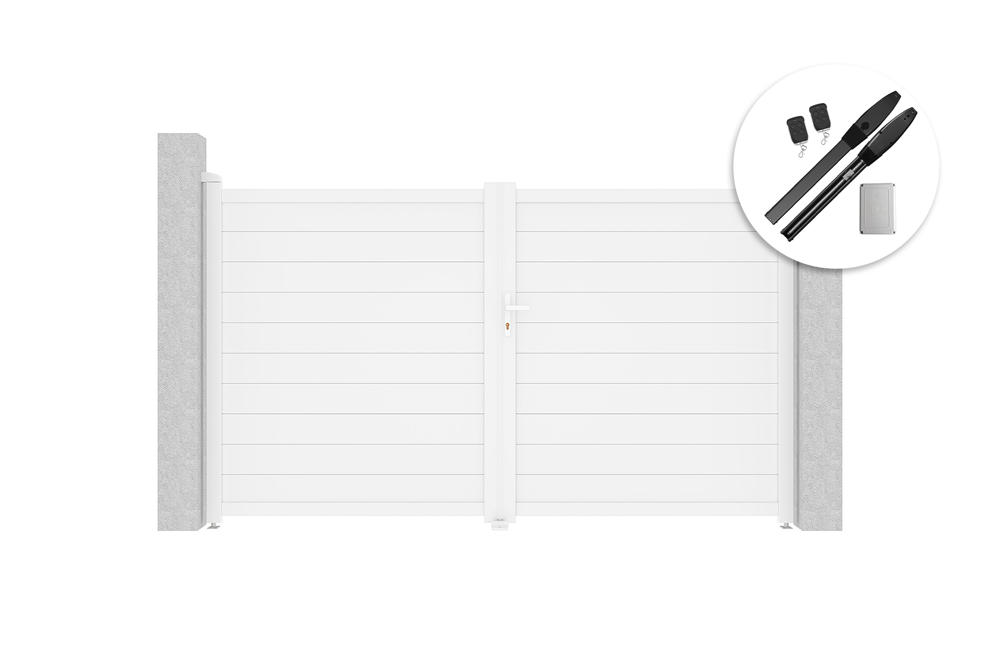 EIGER 3m korkeus 180cm valkoinen saranaportti + HIKER B200 moottori