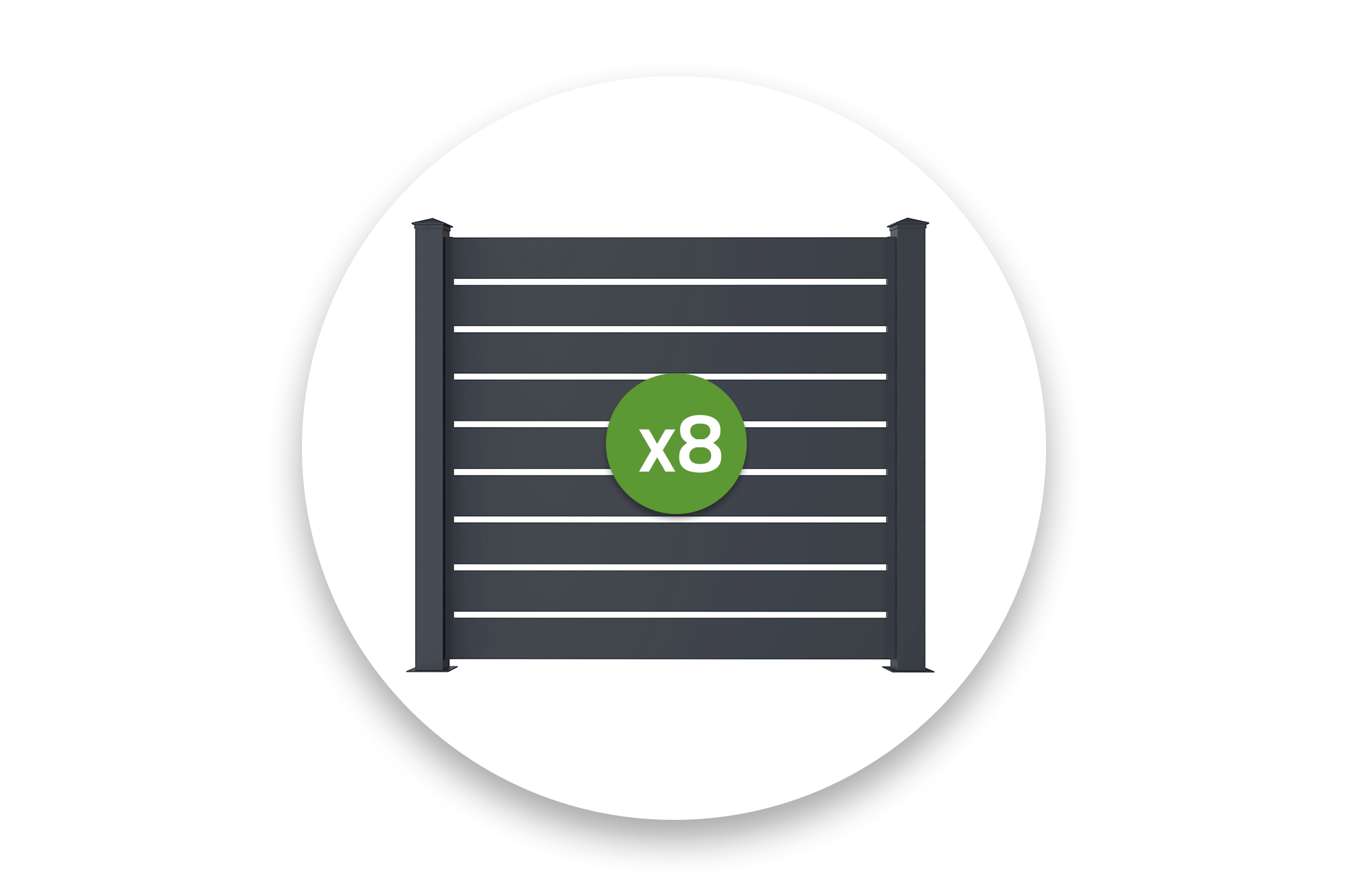 Zestaw 8 płotów aluminiowych 1,9m VOGEL wys. 170cm szary