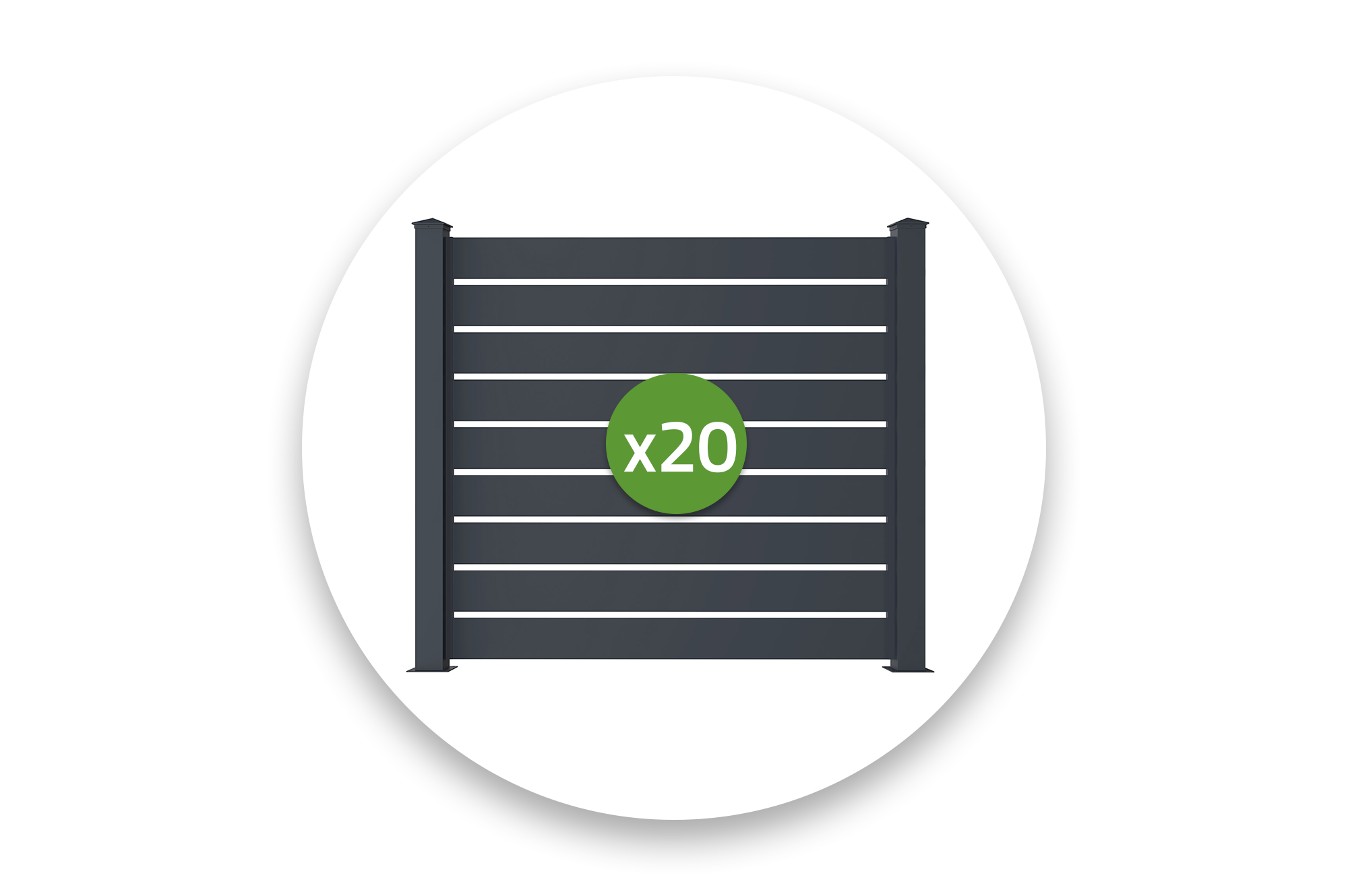 Komplet 20 aluminijastih ograj VOGEL 1,9 m, višina 170 cm, sive barve 1