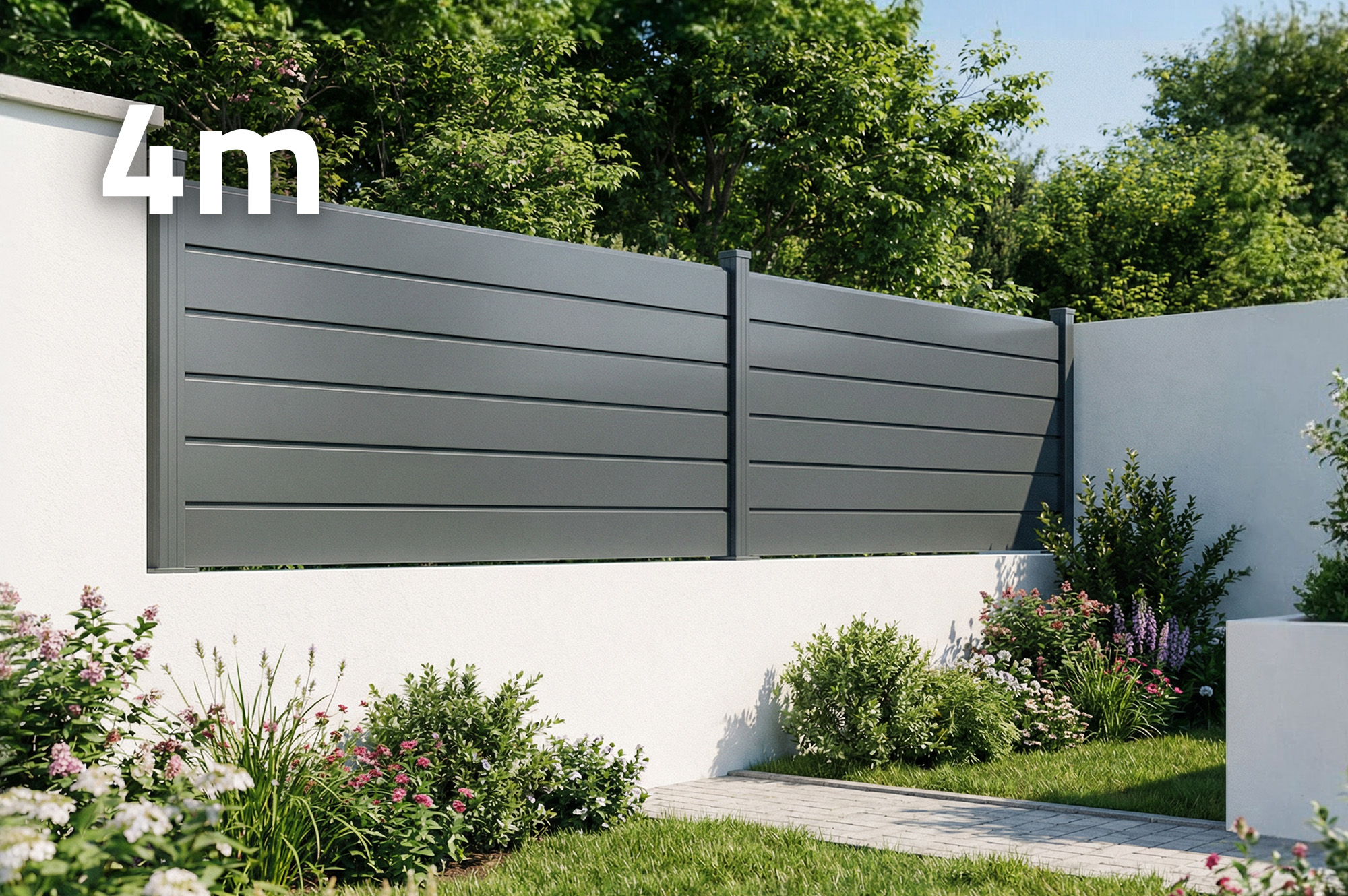 Panel de valla 4m VANO H.90cm aluminio gris