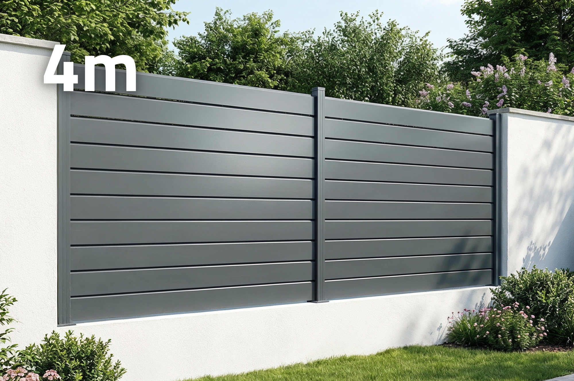 Panel de valla VANO de 4 m, 150 cm de alto, aluminio gris