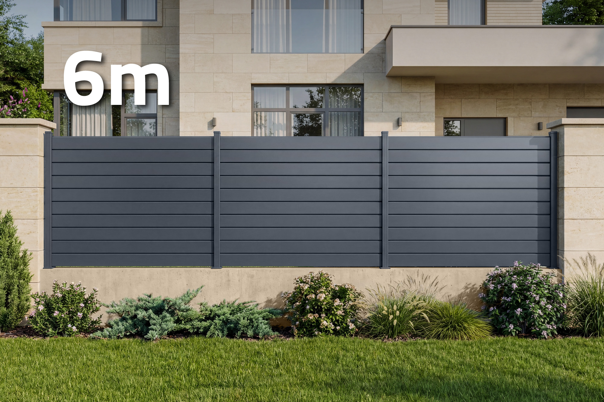 Zaunelement 6m VANO H.150cm graues Aluminium