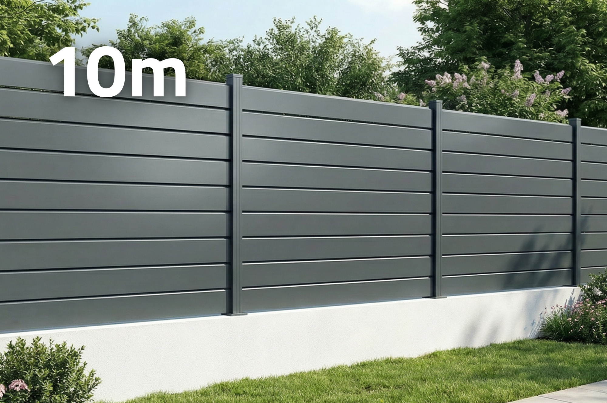 Panel de valla VANO de 10 m, 150 cm de alto, aluminio gris