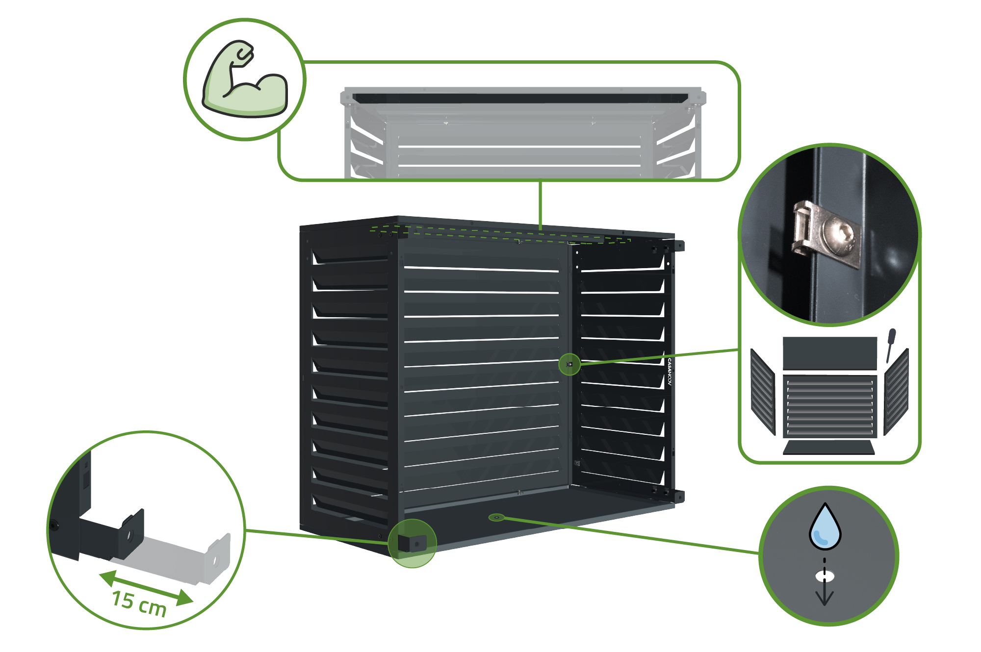 Cache clim acier Amaro avec face inférieure – Taille M 7