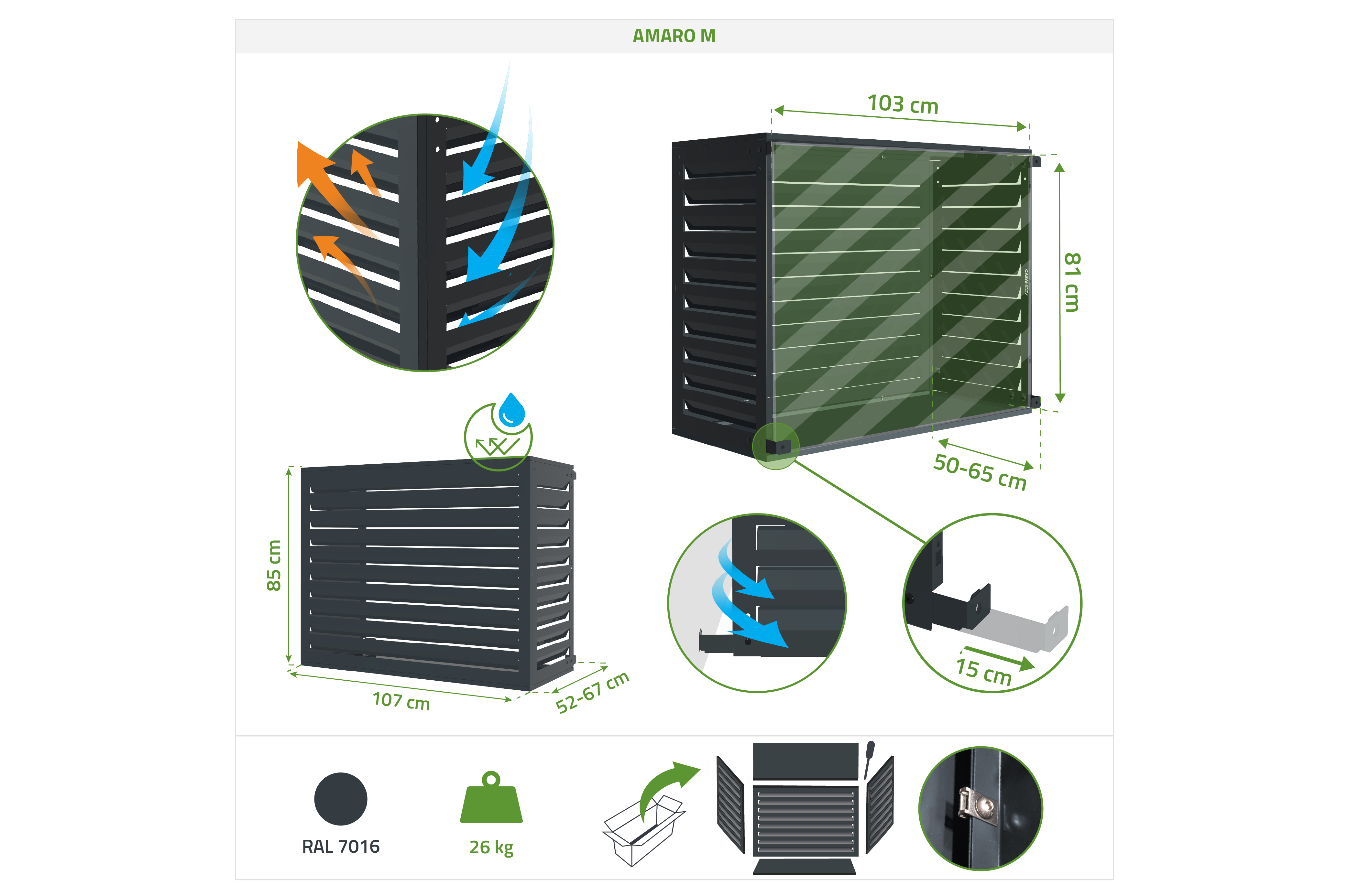 Cache clim acier Amaro avec face inférieure – Taille M 14