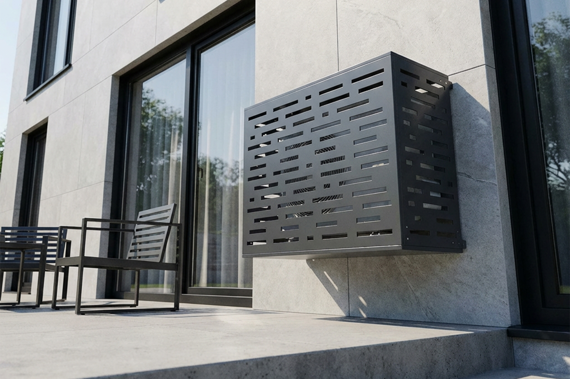 Arlberg Amaro stalen airconditionerhoes met bodemplaat – Maat M 11