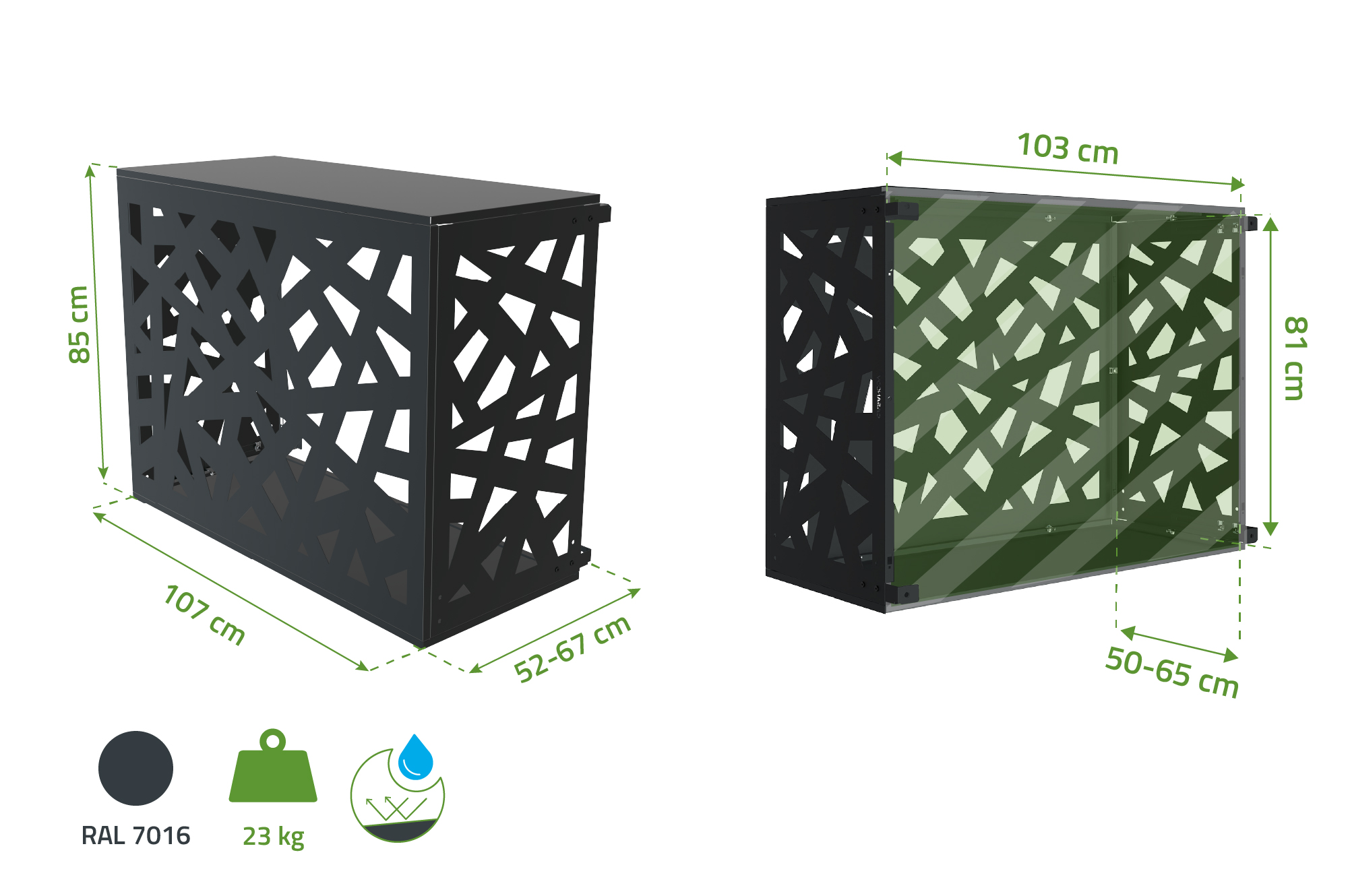 Cache clim & pompe à chaleur Amaro Ruivo avec face inférieure acier – Taille M 3