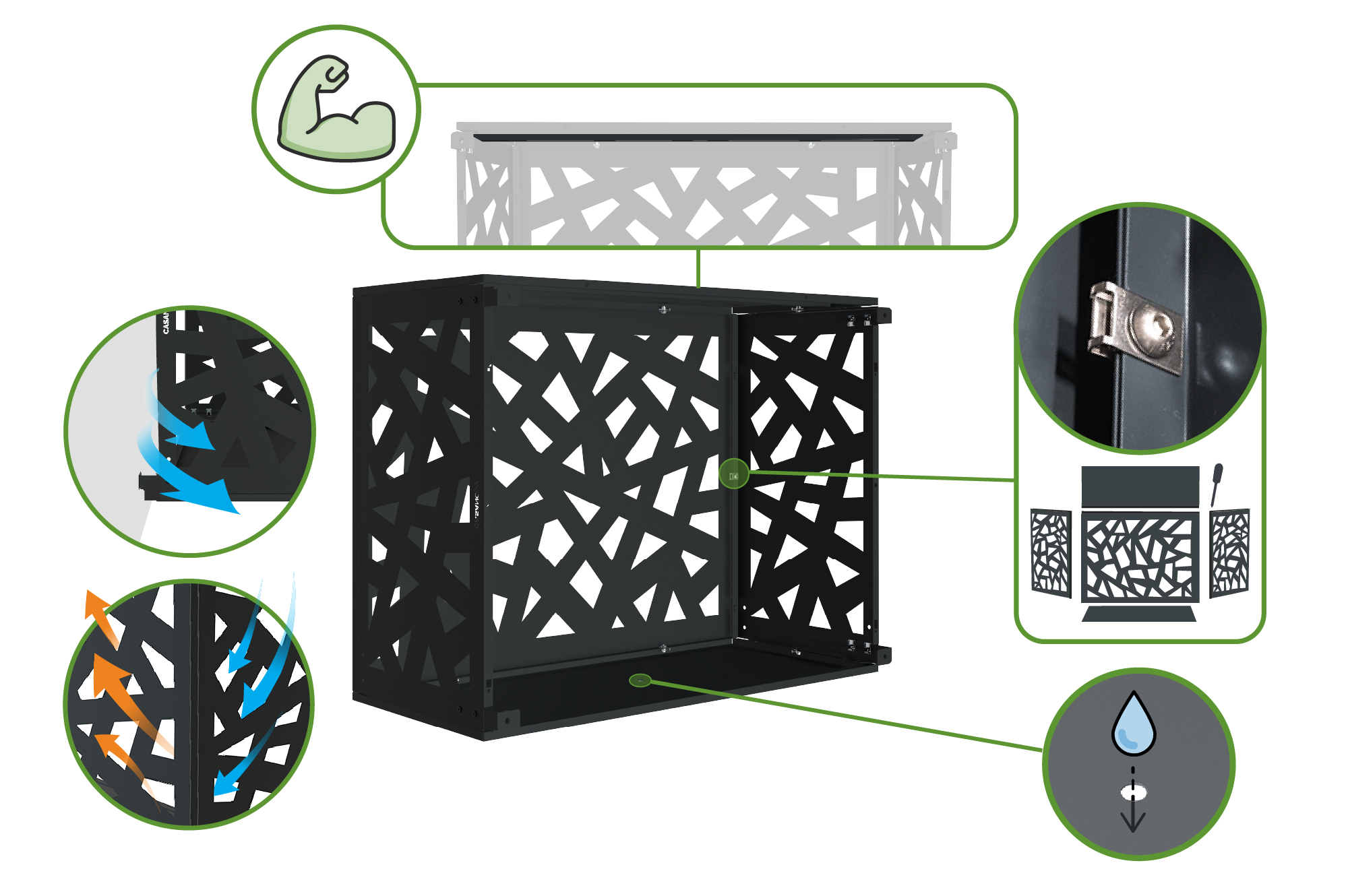 Cache clim & pompe à chaleur Amaro Ruivo avec face inférieure acier – Taille M 9