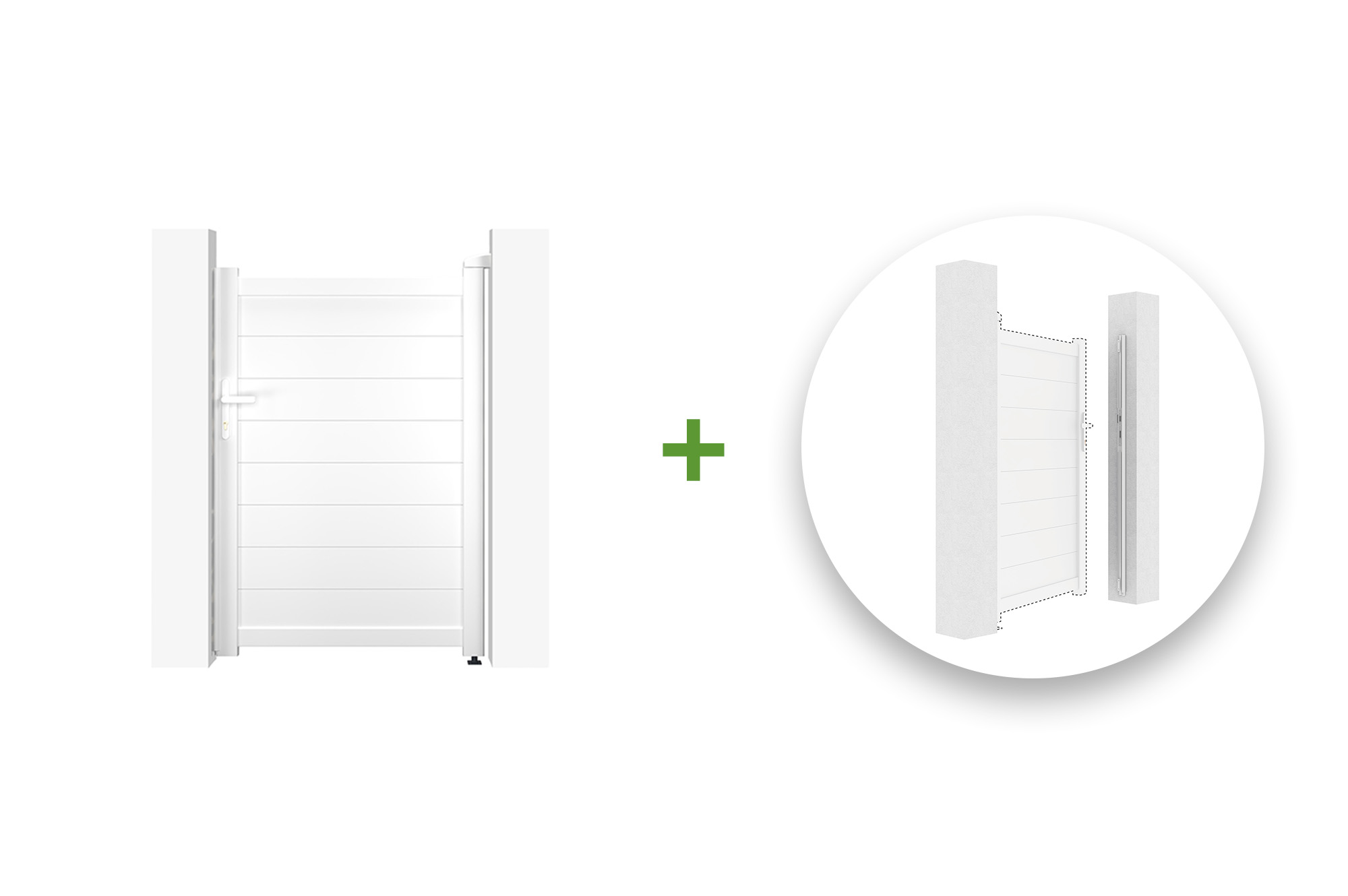 Portillon 1m EIGER H.140cm blanc + Kit inversion ouverture