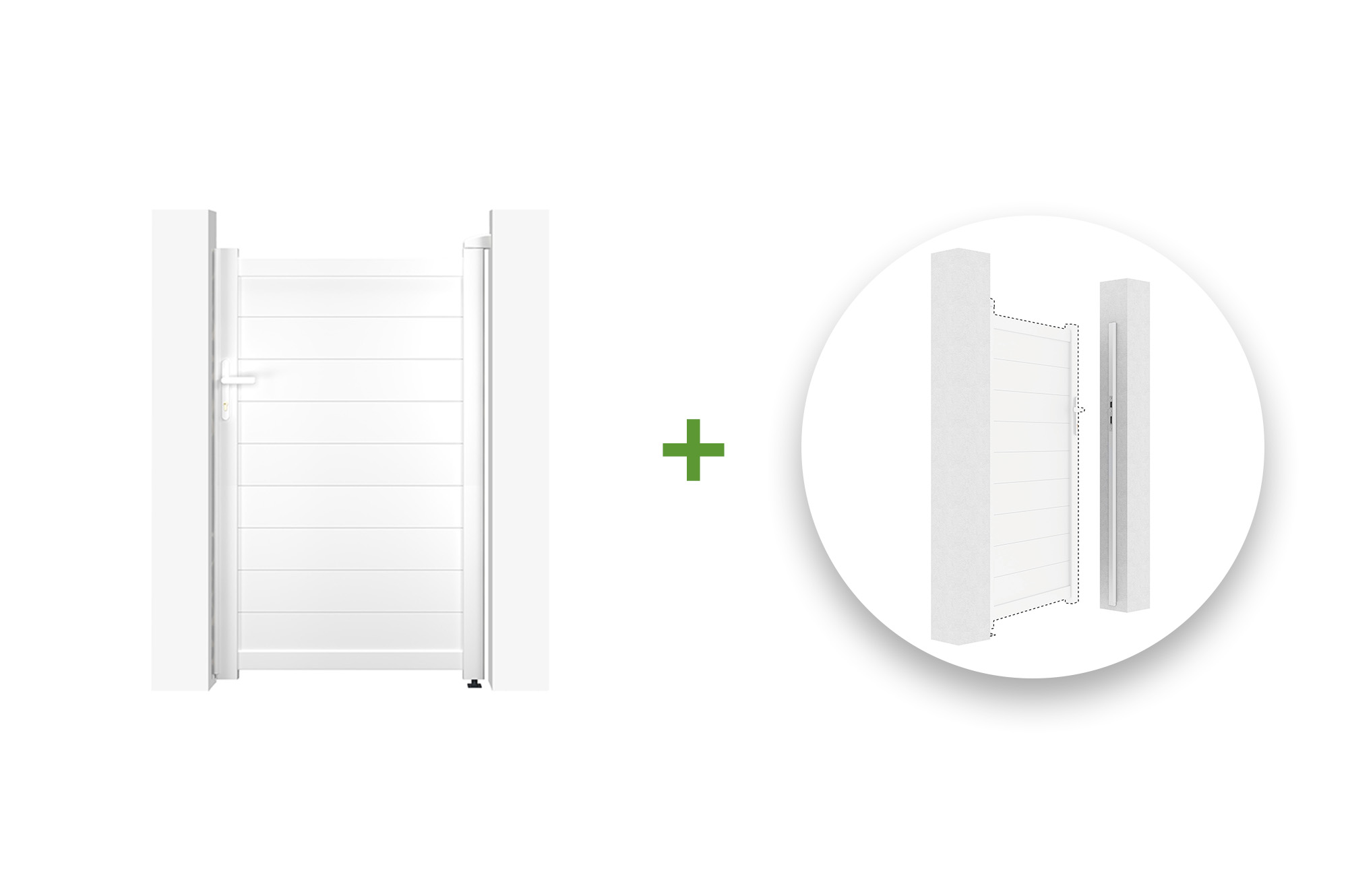 Cancello EIGER 1m, altezza 160cm, bianco + Kit di apertura reversibile