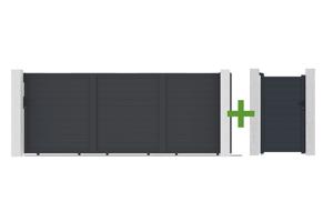 EIGER 4.5m sliding gate, 180cm high + EIGER 180cm high pedestrian gate, grey main_image