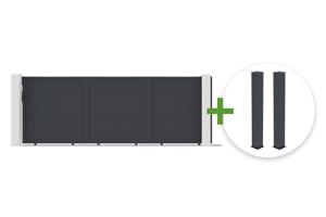 EIGER 4.5m sliding gate, 160cm high + 2 EIFE 20x20cm posts, 190cm high, grey main_image