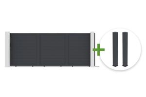 EIGER 4.5m sliding gate, 180cm high + 2 EIFE 20x20cm posts, 190cm high, grey main_image