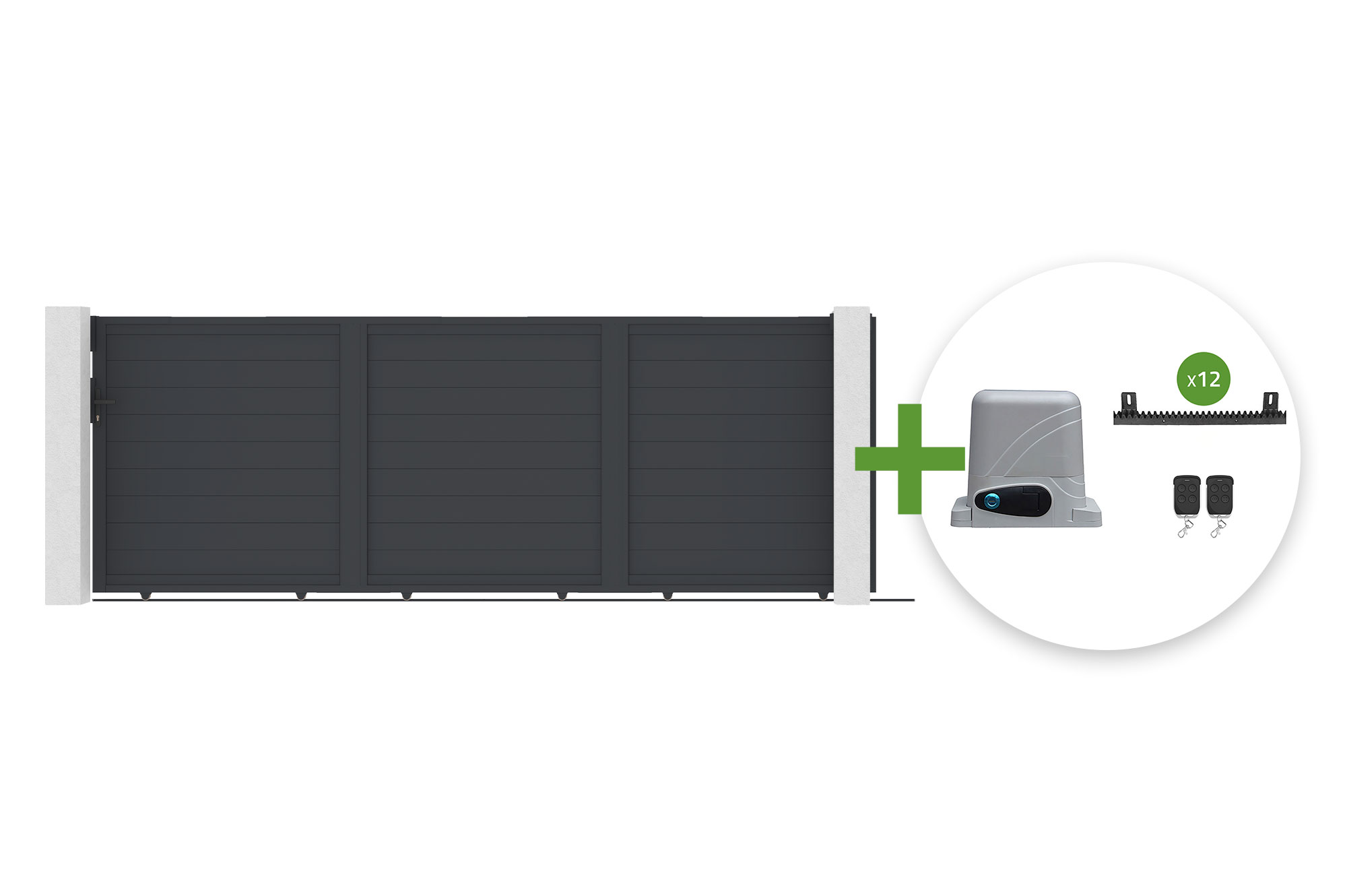 Cancello scorrevole EIGER 4,5m, altezza 160cm + motore RANGER C300