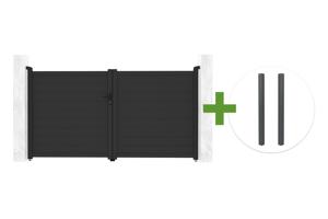 EIGER 3m H.160cm grey swing gate + 2 ELDA grey aluminum posts main_image