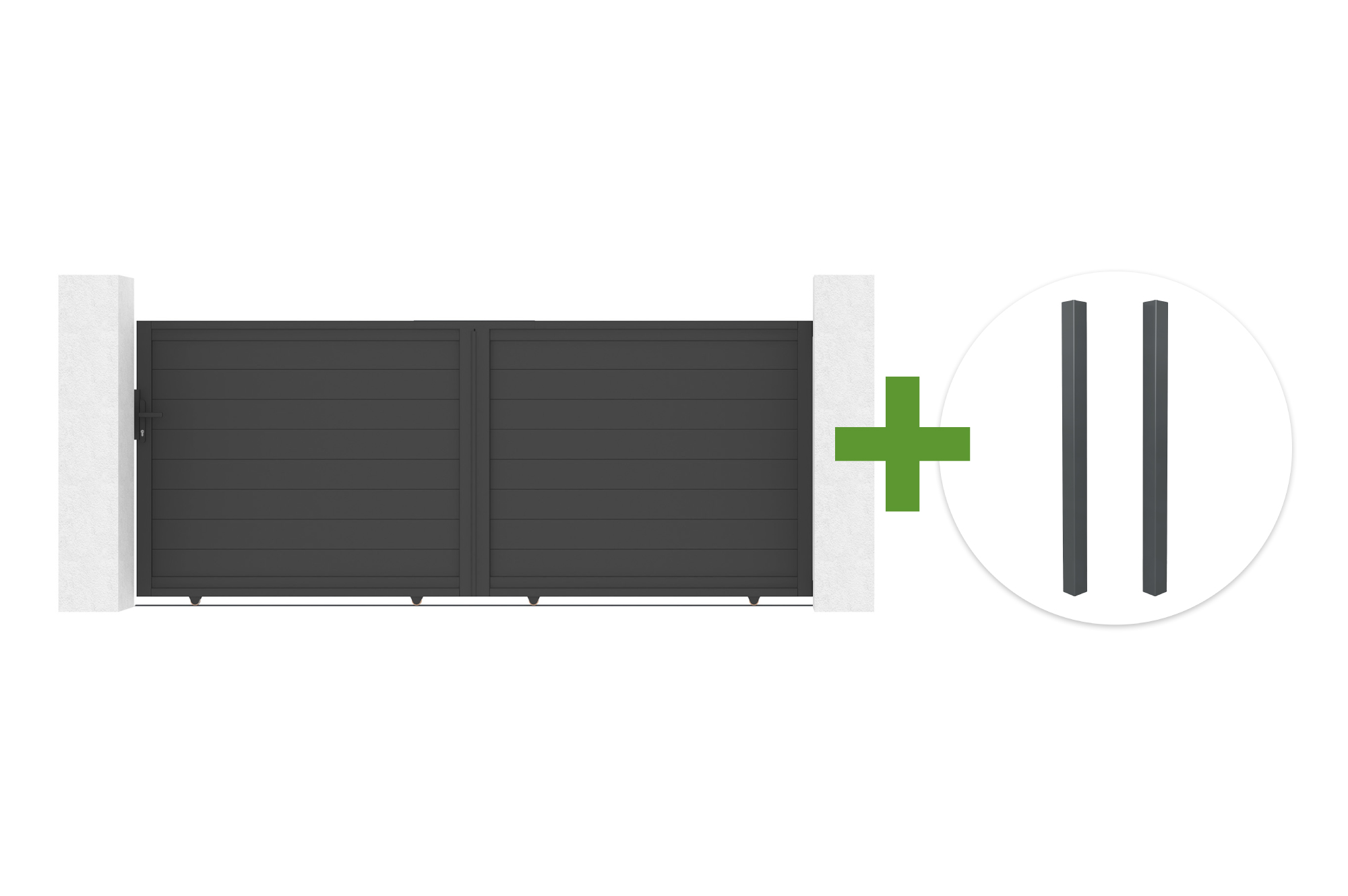 Posuvná brána EIGER 3,5 m, výška 140 cm, + 2 šedé hliníkové sloupky ELDA main image