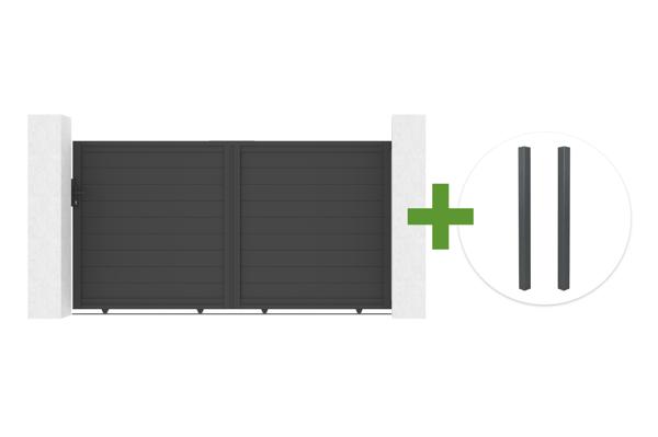 EIGER 3m sliding gate, 160cm high + 2 ELDA grey aluminum posts main image