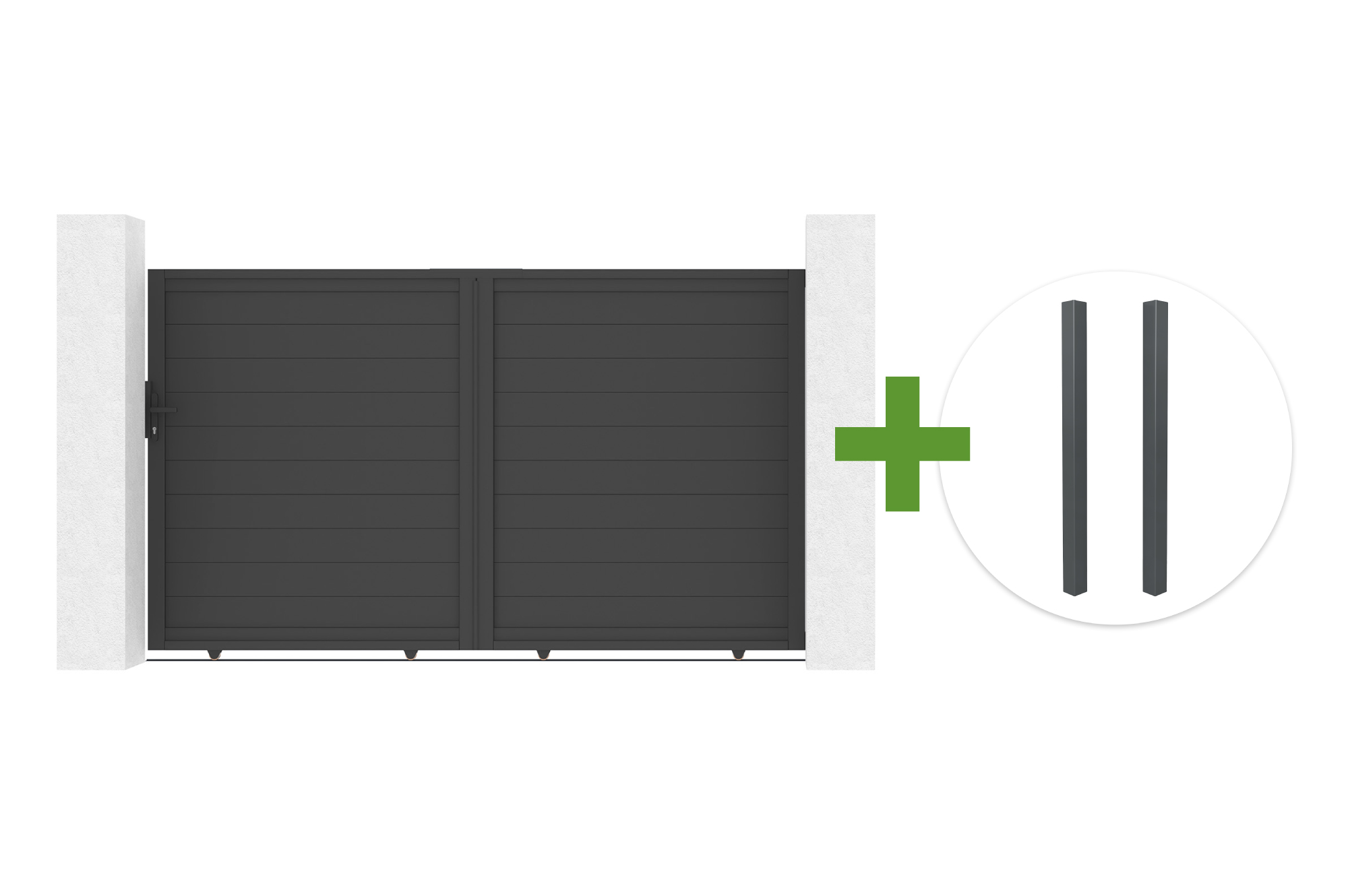 EIGER 3 m stumdomi vartai, 180 cm aukščio, + 2 ELDA pilki aliuminio stulpai main image