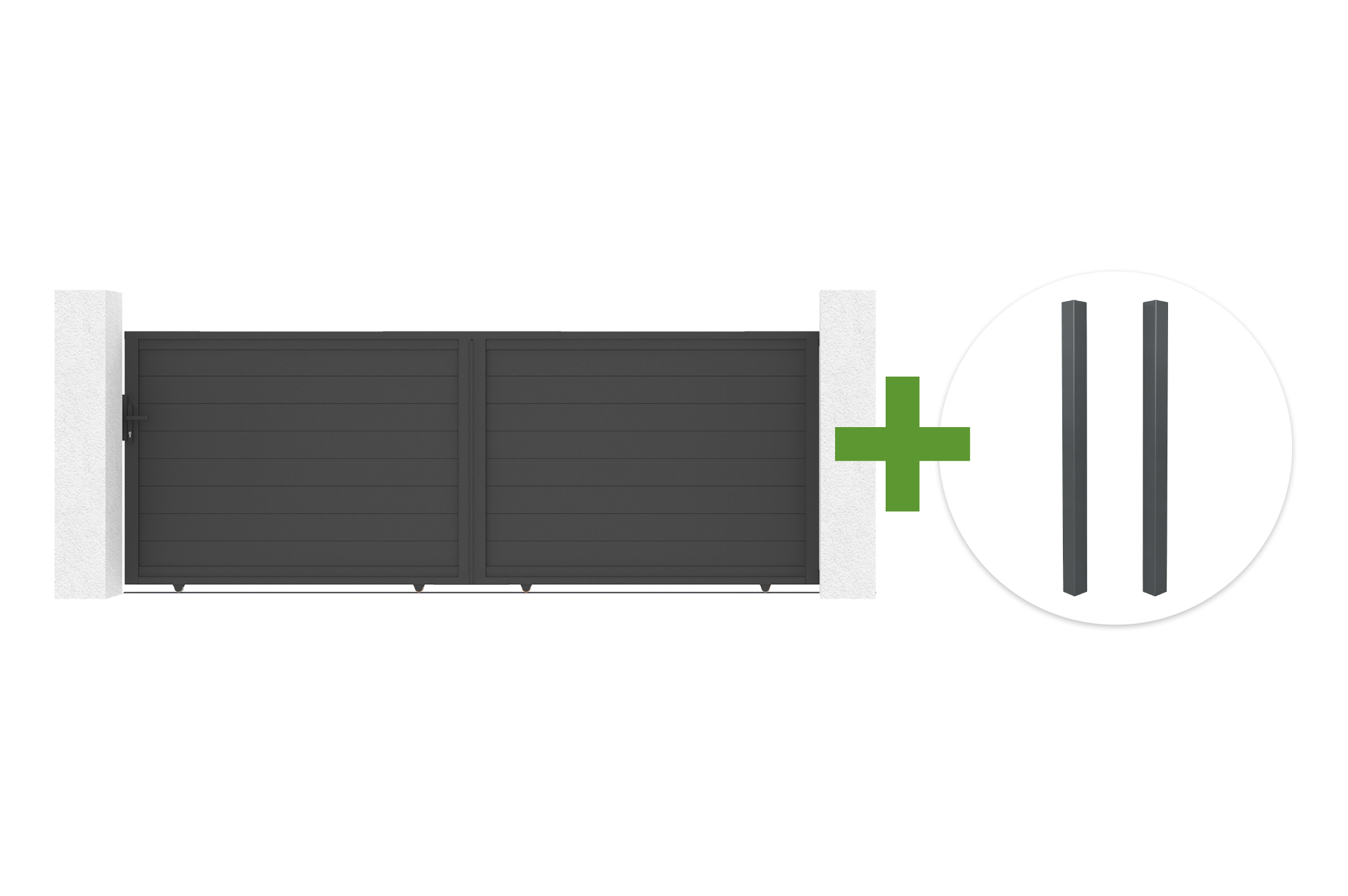 Poartă glisantă EIGER 4m, înălțime 140cm, + 2 stâlpi ELDA din aluminiu gri main image