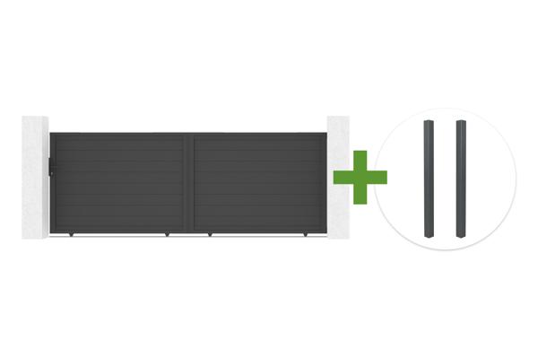 EIGER 4m sliding gate, 140cm high, + 2 ELDA grey aluminum posts main image