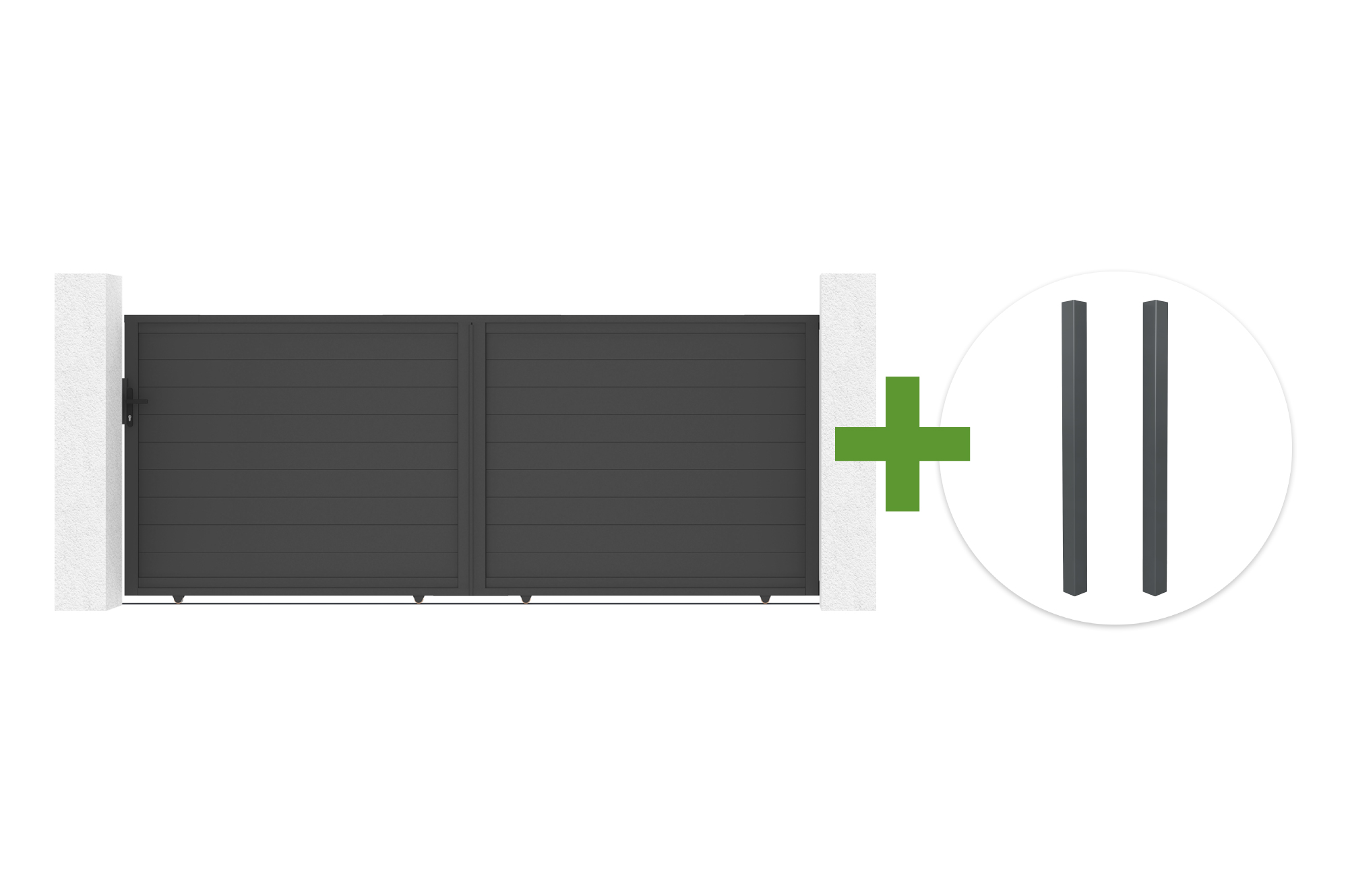 Poartă glisantă EIGER 4m, înălțime 160cm, + 2 stâlpi ELDA din aluminiu gri main image