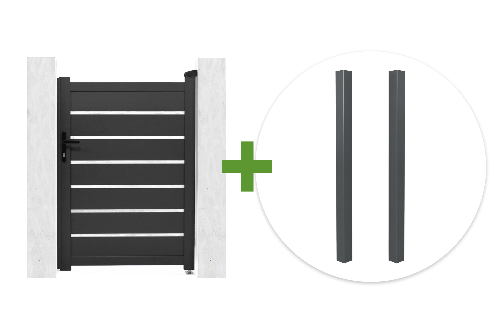 1 m VOGEL-Tor, H. 140 cm + 2 ELDA-Pfosten aus grauem Aluminium main image