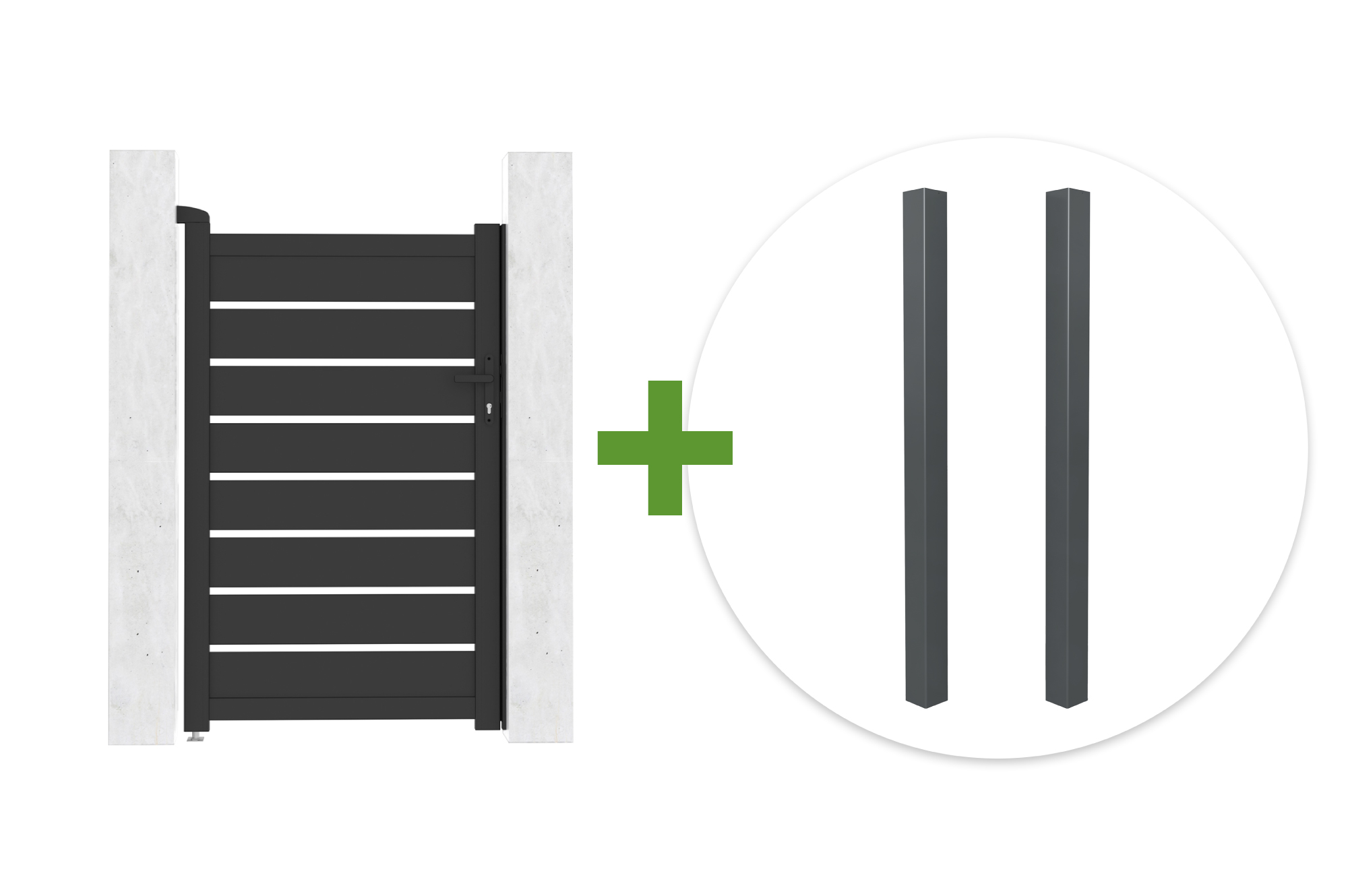 VOGEL 1 m-es kapu, 160 cm magas + 2 db ELDA szürke alumínium oszlop main image