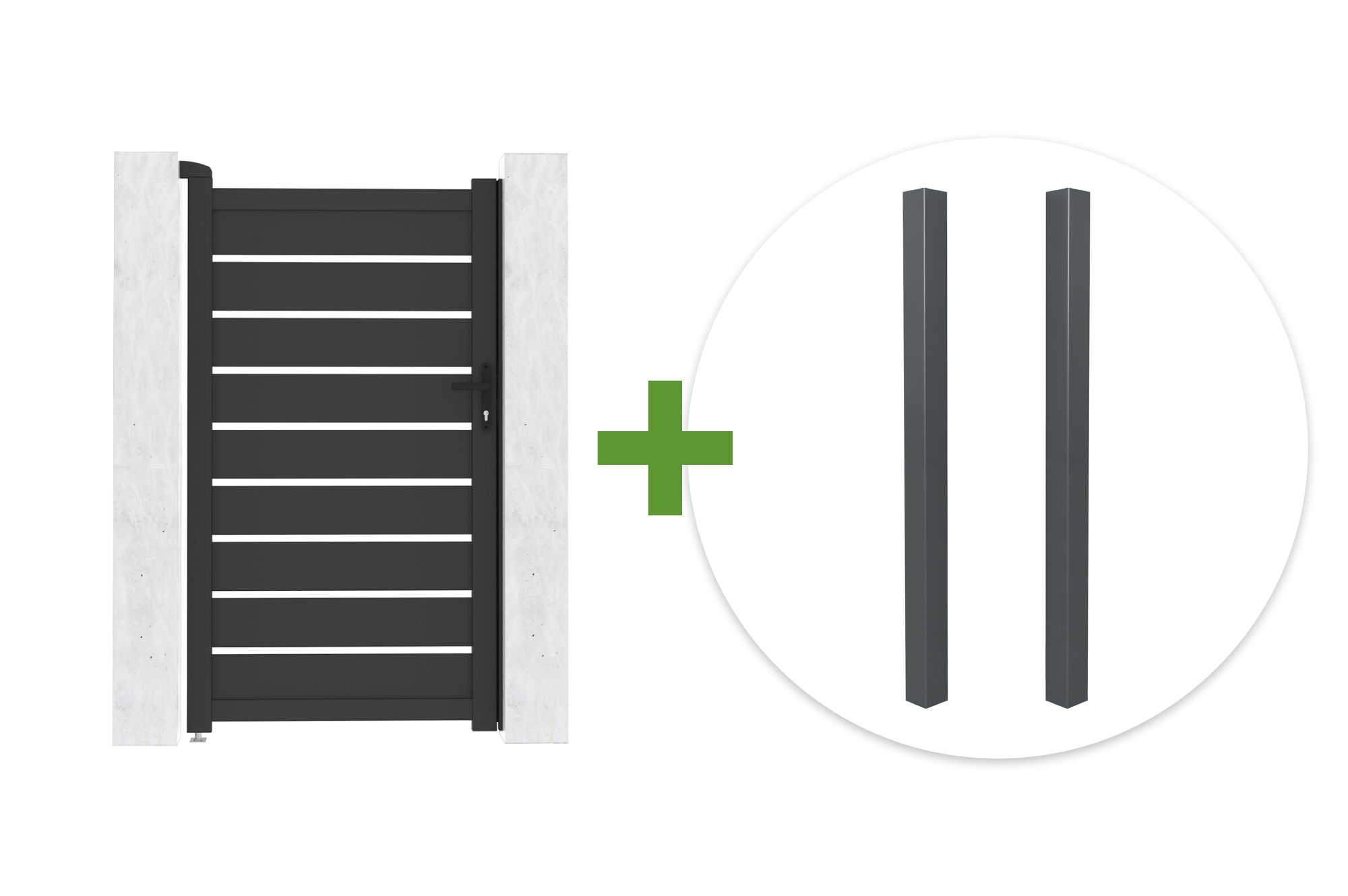 VOGEL 1m gate, 180cm high + 2 ELDA grey aluminum posts main image