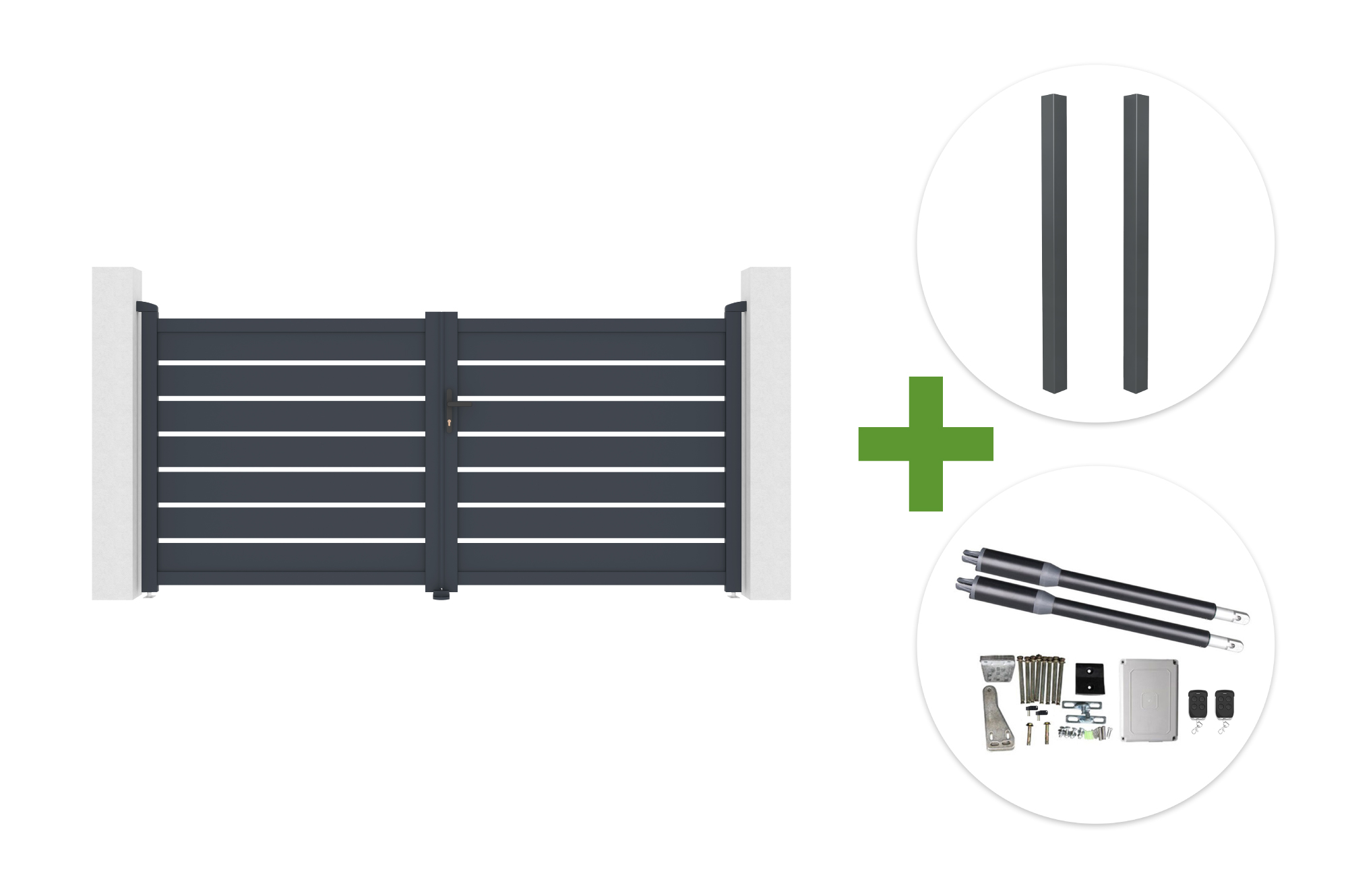 Πόρτα VOGEL 3m, ύψος 140cm, γκρι + 2 κολώνες ELDA + μοτέρ RANGER B150 main image