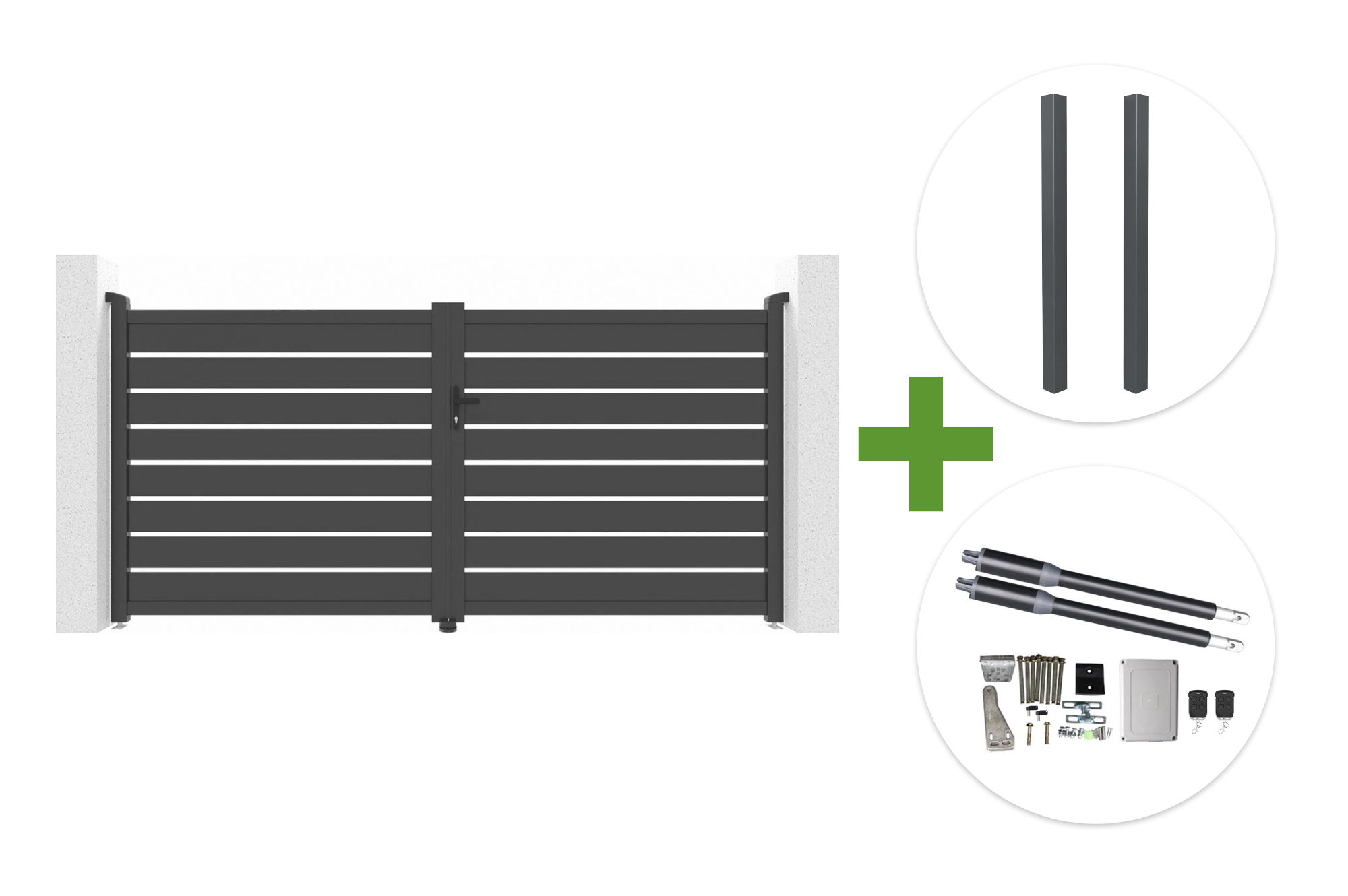 Πόρτα VOGEL 3m, ύψος 160cm, γκρι + 2 κολώνες ELDA + μοτέρ RANGER B150 main image