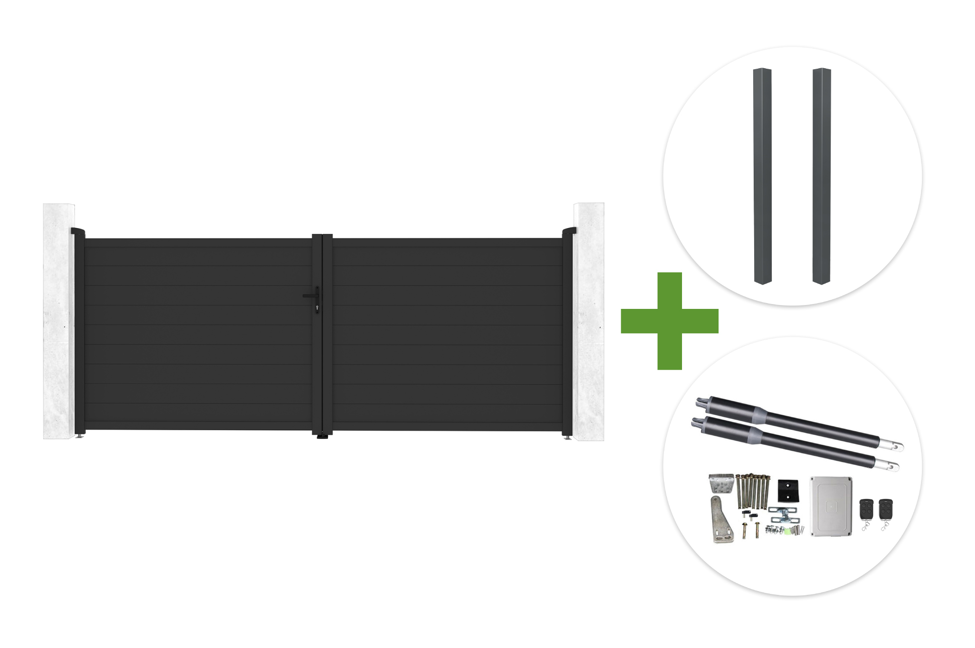 Portão de batente EIGER 4m A.160cm cinza + 2 postes ELDA + motor RANGER B150 main image