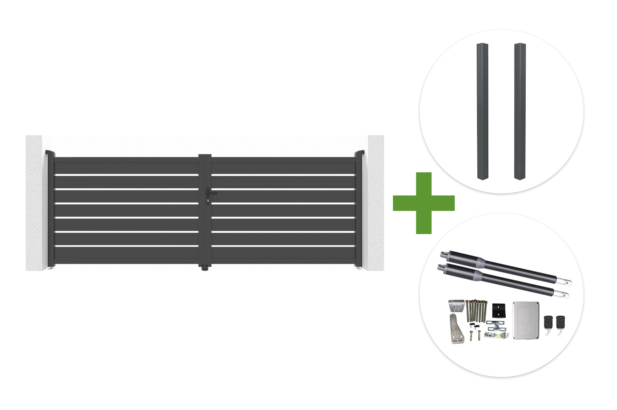 Brama skrzydłowa VOGEL 4m wys. 140cm szara + 2 słupki ELDA + silnik RANGER B150 main image