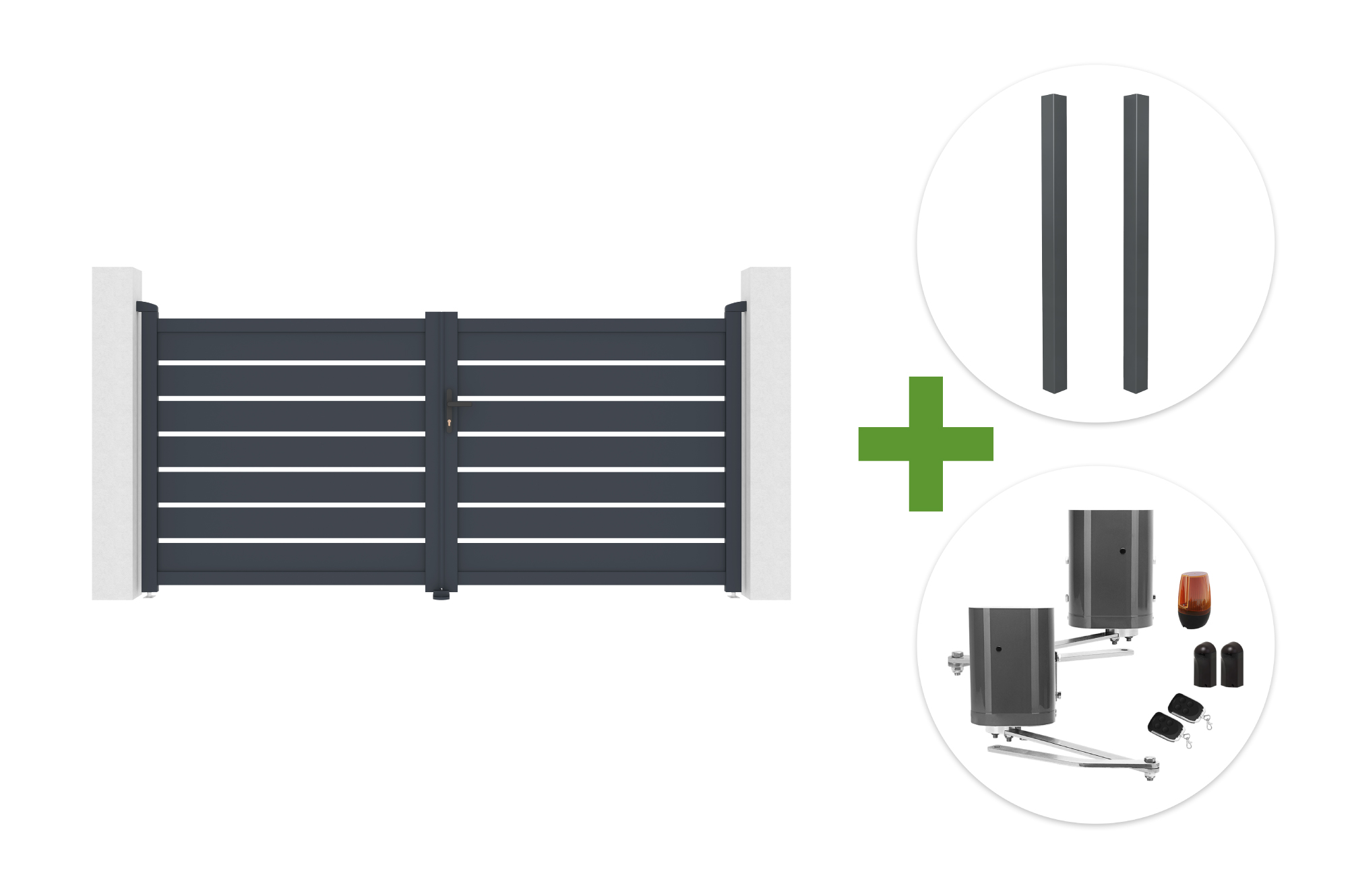 Πόρτα VOGEL 3m, ύψος 140cm, γκρι + 2 κολώνες ELDA + μοτέρ BUNKER B500 main image