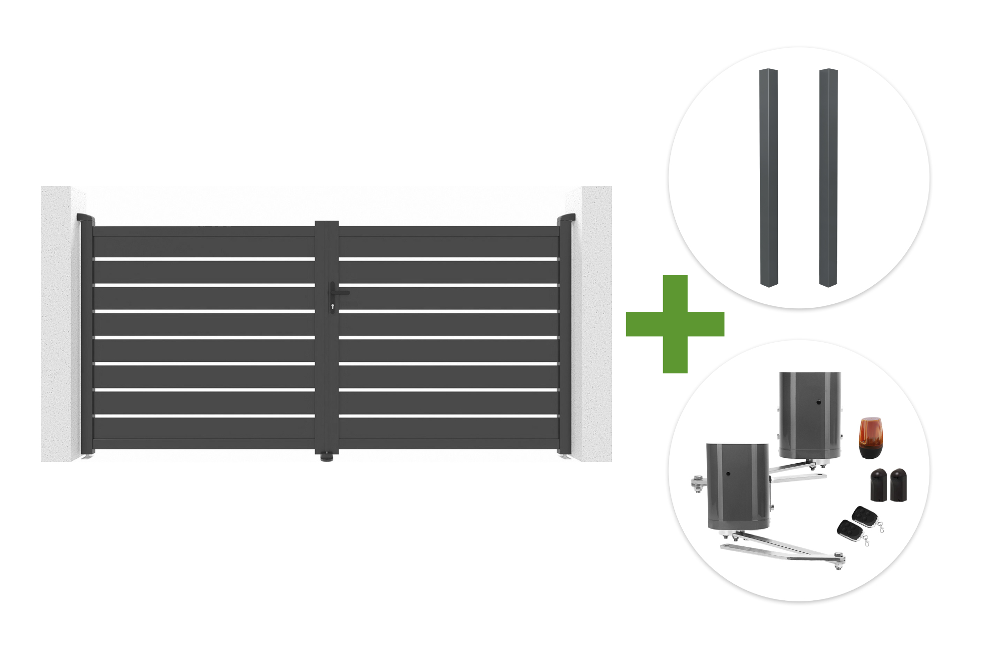 Πόρτα VOGEL 3m, ύψος 160cm, γκρι + 2 κολώνες ELDA + μοτέρ BUNKER B500 main image