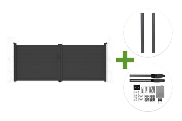 EIGER 3.5m H.140cm grey swing gate + 2 ELDA posts + HIKER B200 motor main image