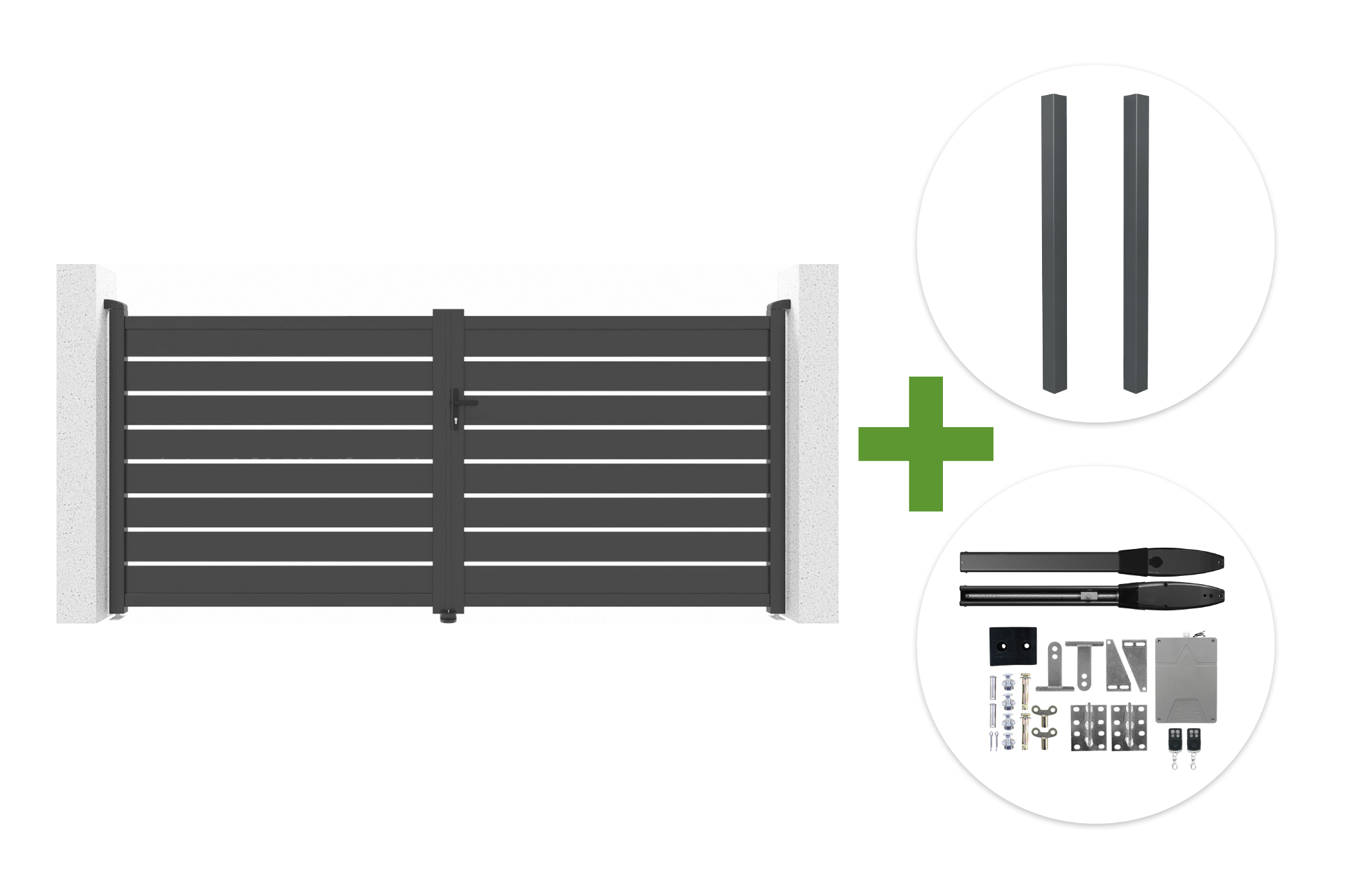 VOGEL 3.5m H.160cm grey swing gate + 2 ELDA posts + HIKER B200 motor main image