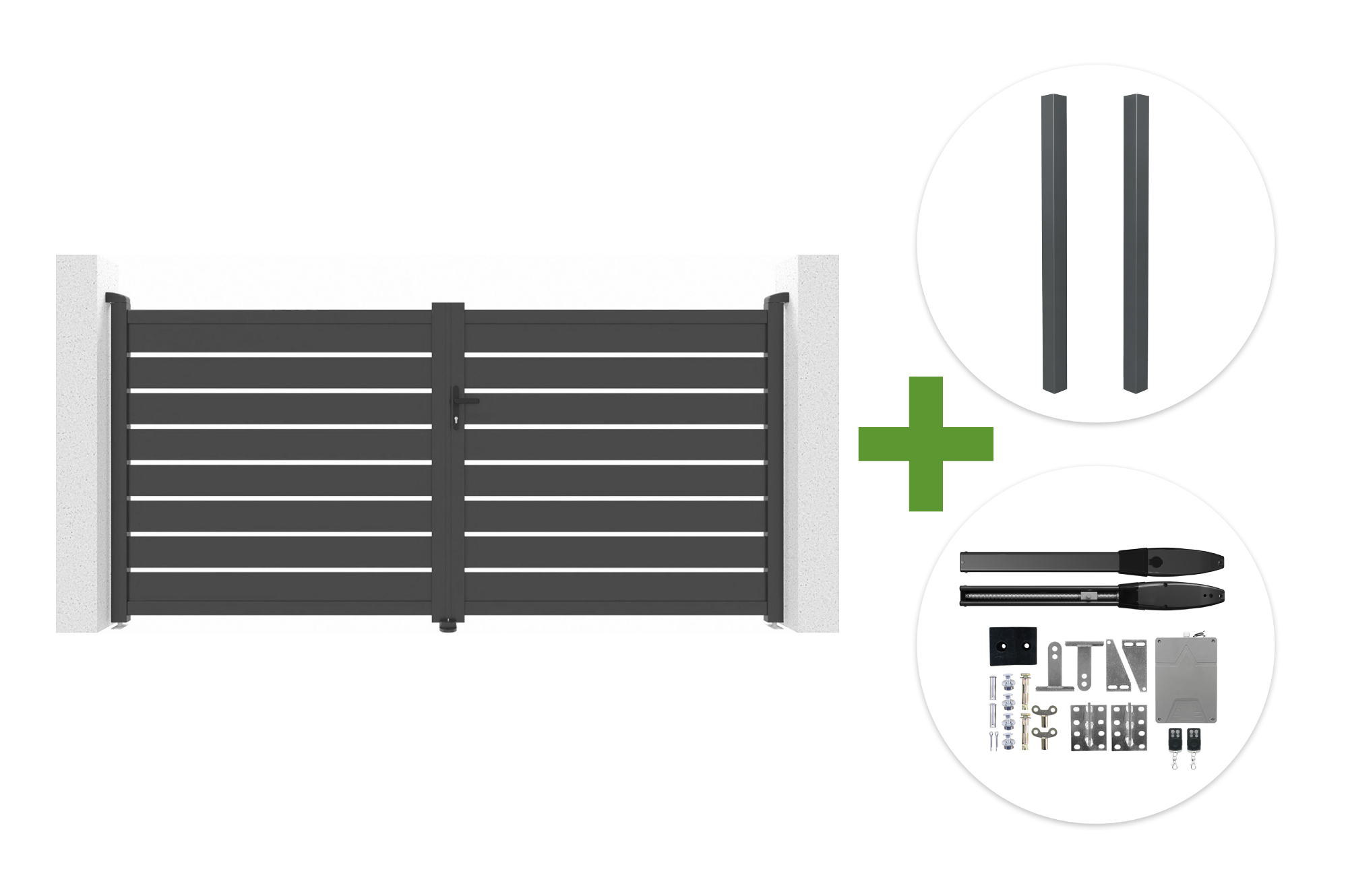 Πόρτα VOGEL 3m, ύψος 160cm, γκρι + 2 κολώνες ELDA + μοτέρ HIKER B200 main image